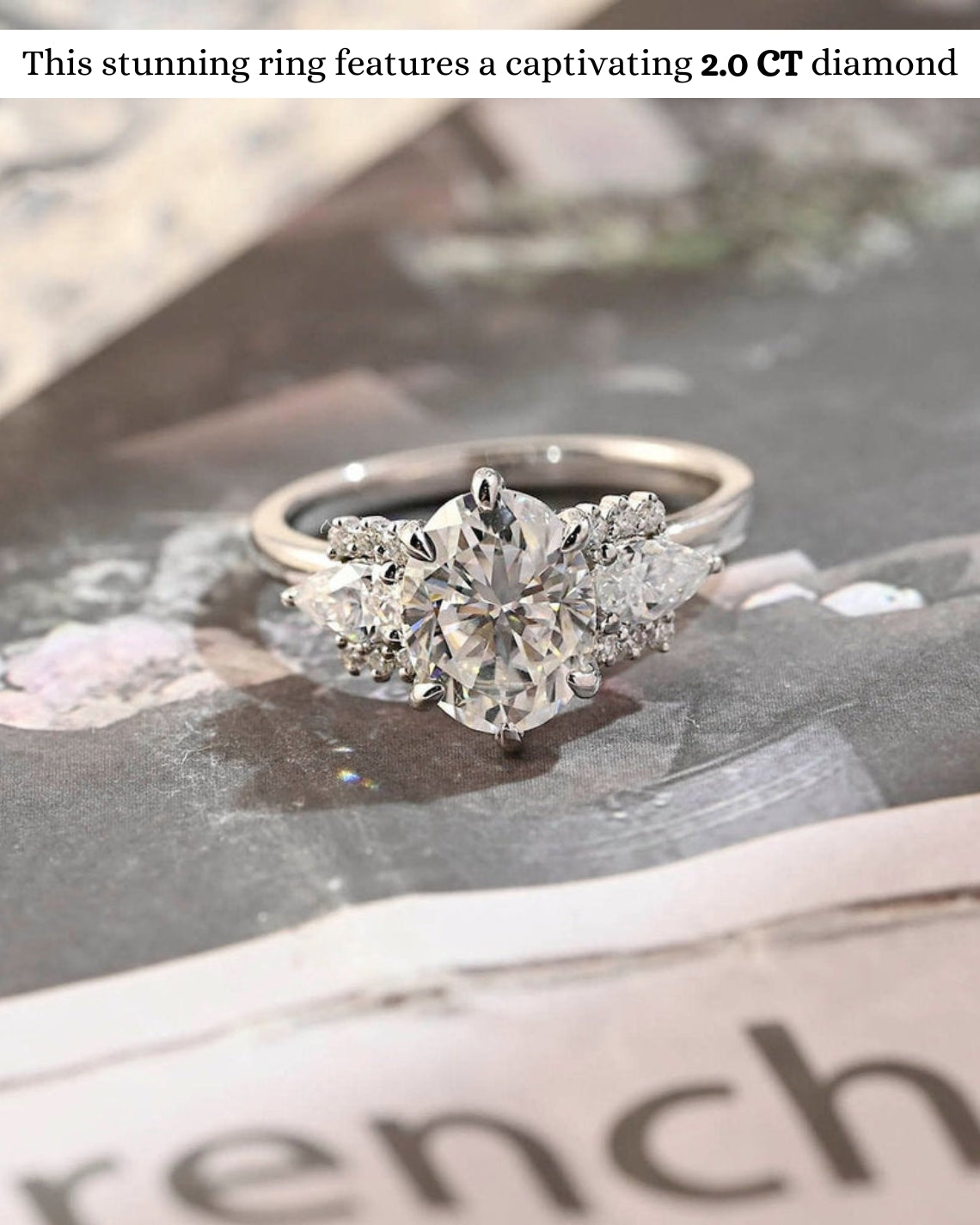 1.0 - 3.0 CT Oval F/VS1 CVD Diamond Cluster Setting Engagement Ring - Camila Brown