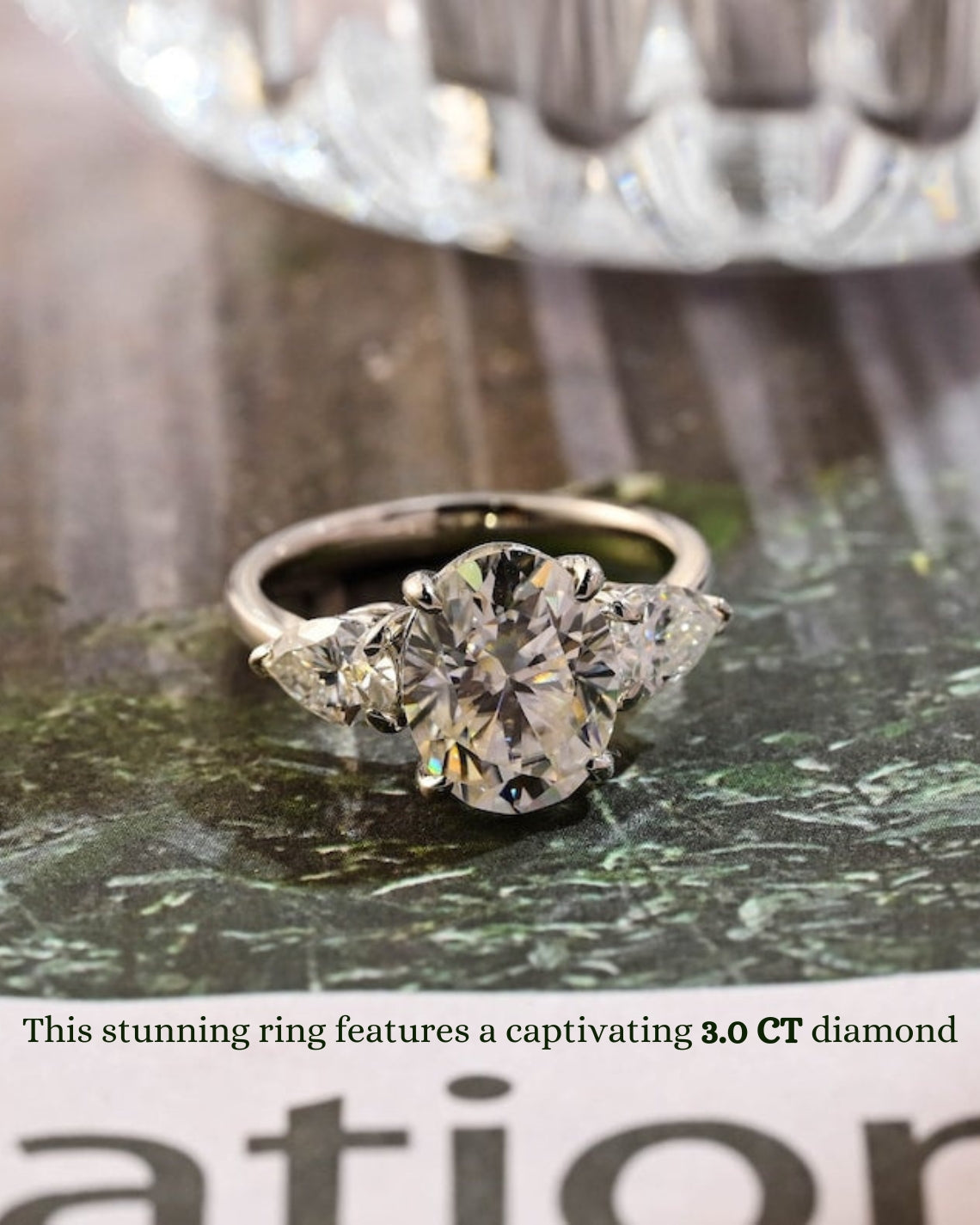 1.0-3.0 CT Oval F/VS1 CVD Diamond Three stone style Engagement Ring - Camila Brown