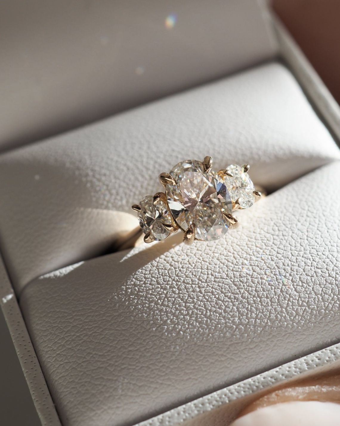 1.0 CT Oval E/VS1 CVD Diamond Three Stone Style Engagement Ring - Camila Brown