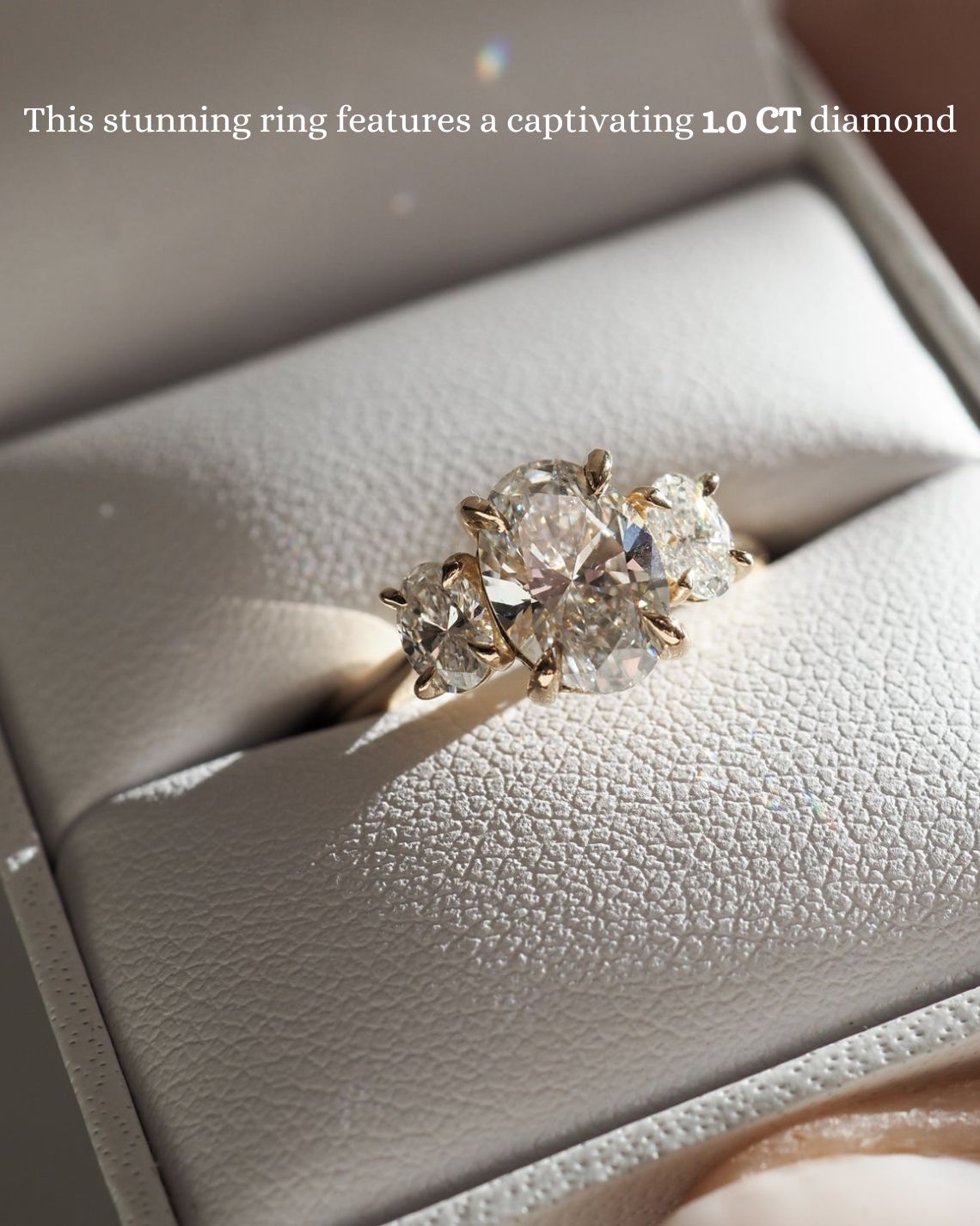 1.0 CT Oval E/VS1 CVD Diamond Three Stone Style Engagement Ring - Camila Brown