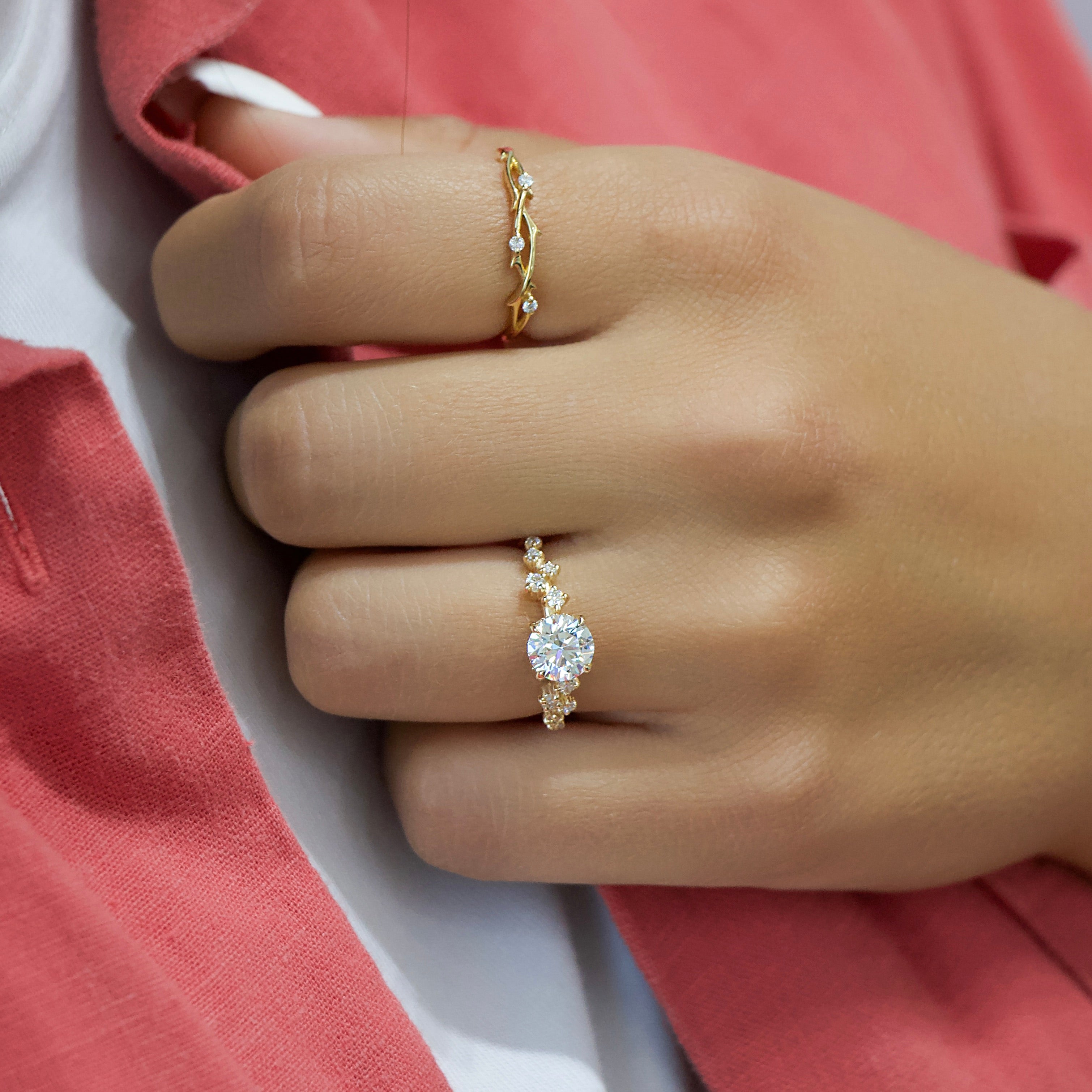 1.50 - 3.50 CT Round Cut Lab Grown Diamond mia-setting Engagement Ring