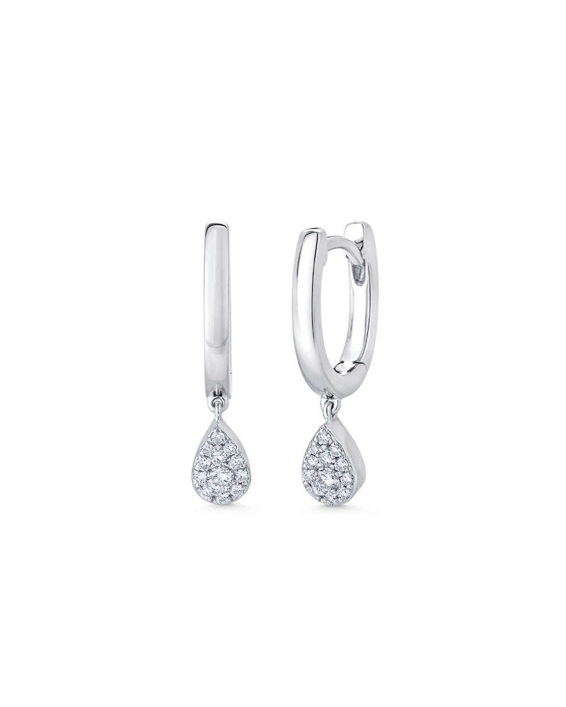 0.14 TCW Round Moissanite Diamond Drop Huggie Earrings - Camila Brown