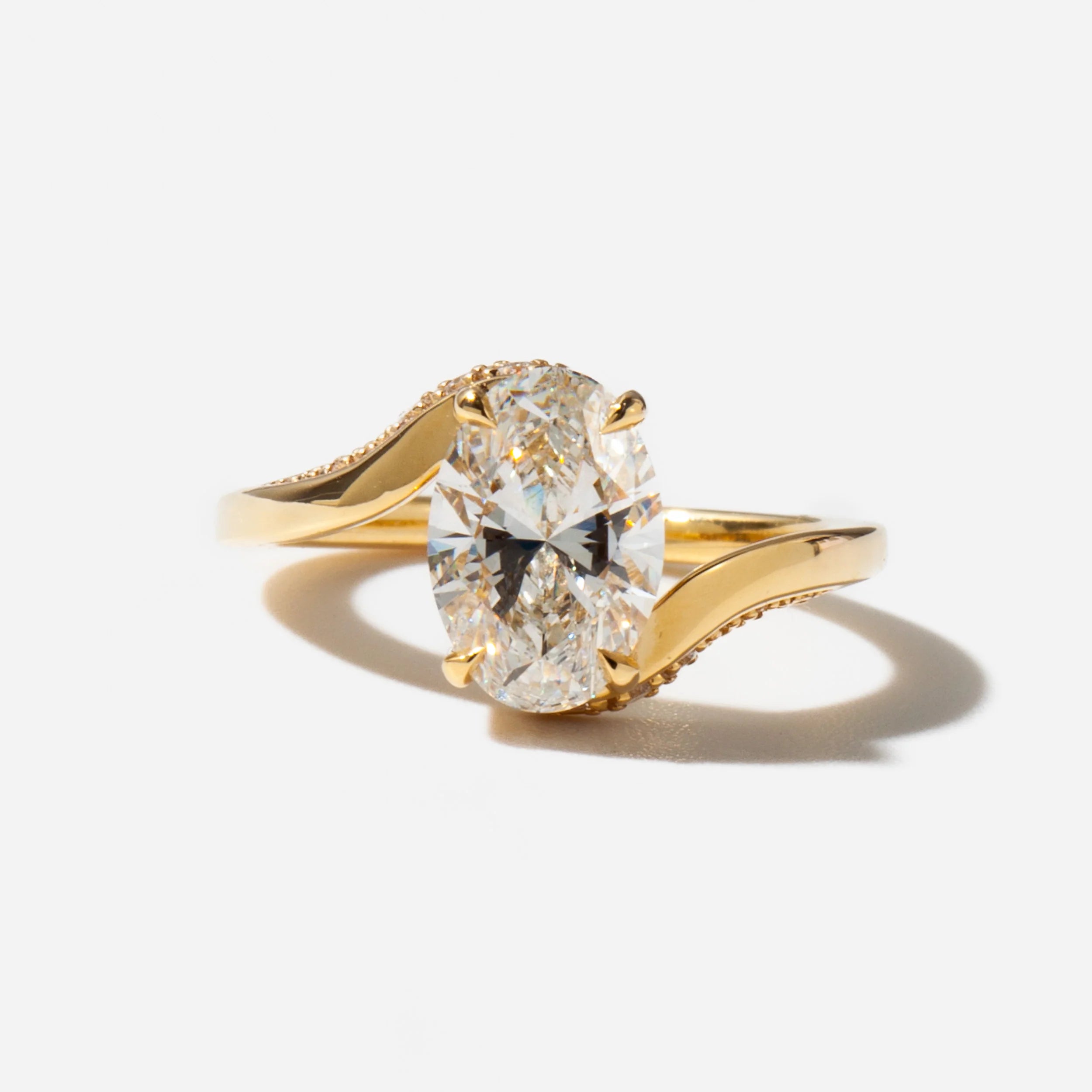 1.15 -3.15 CT Oval CVD Diamond Buypass Engagement Ring