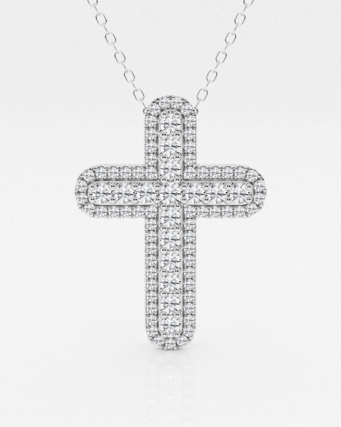 0.76 TCW Round Moissanite Diamond Cross Necklace - Camila Brown