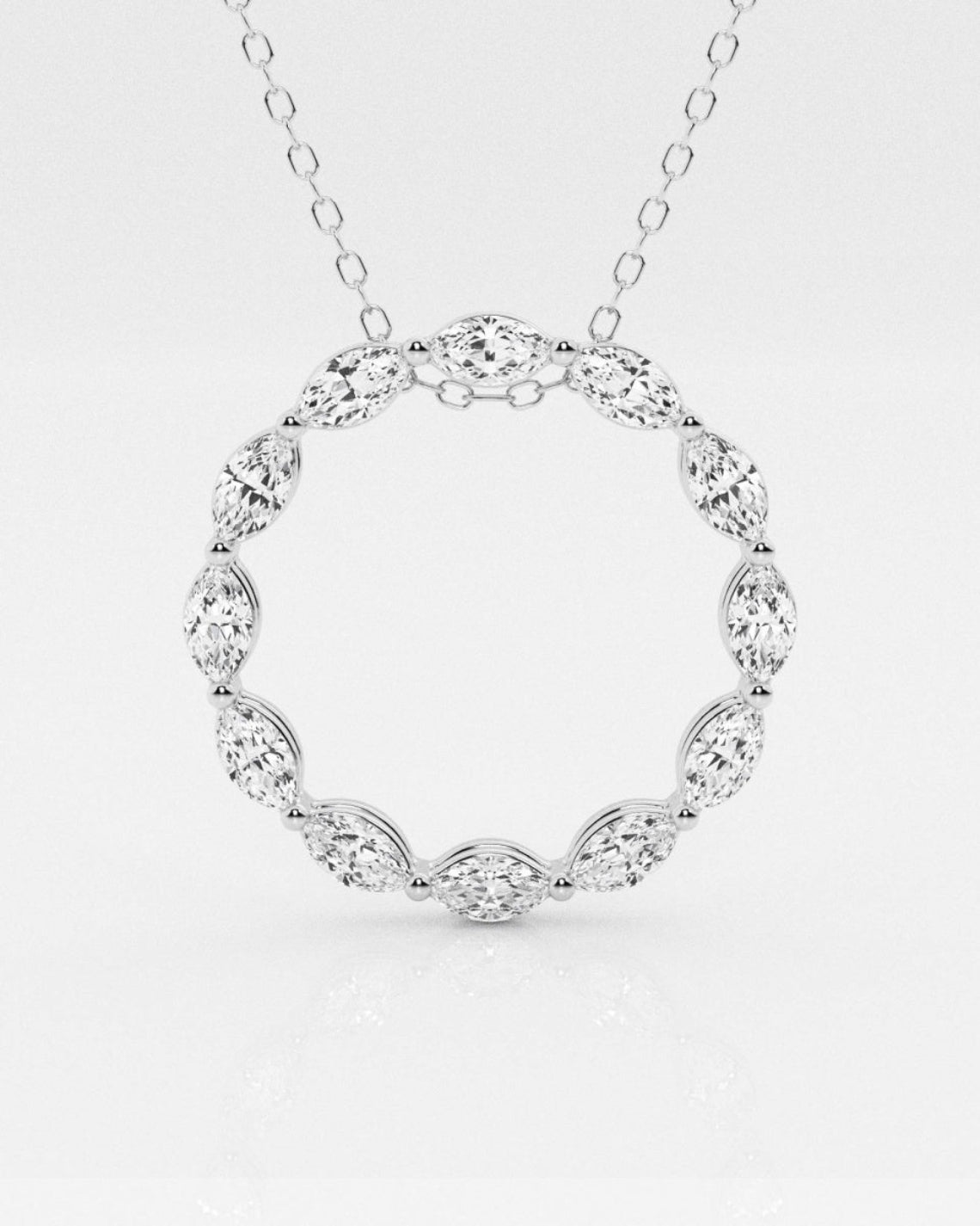 1.01 TCW Maquise Moissanite Diamond Circle Pendent Necklace - Camila Brown
