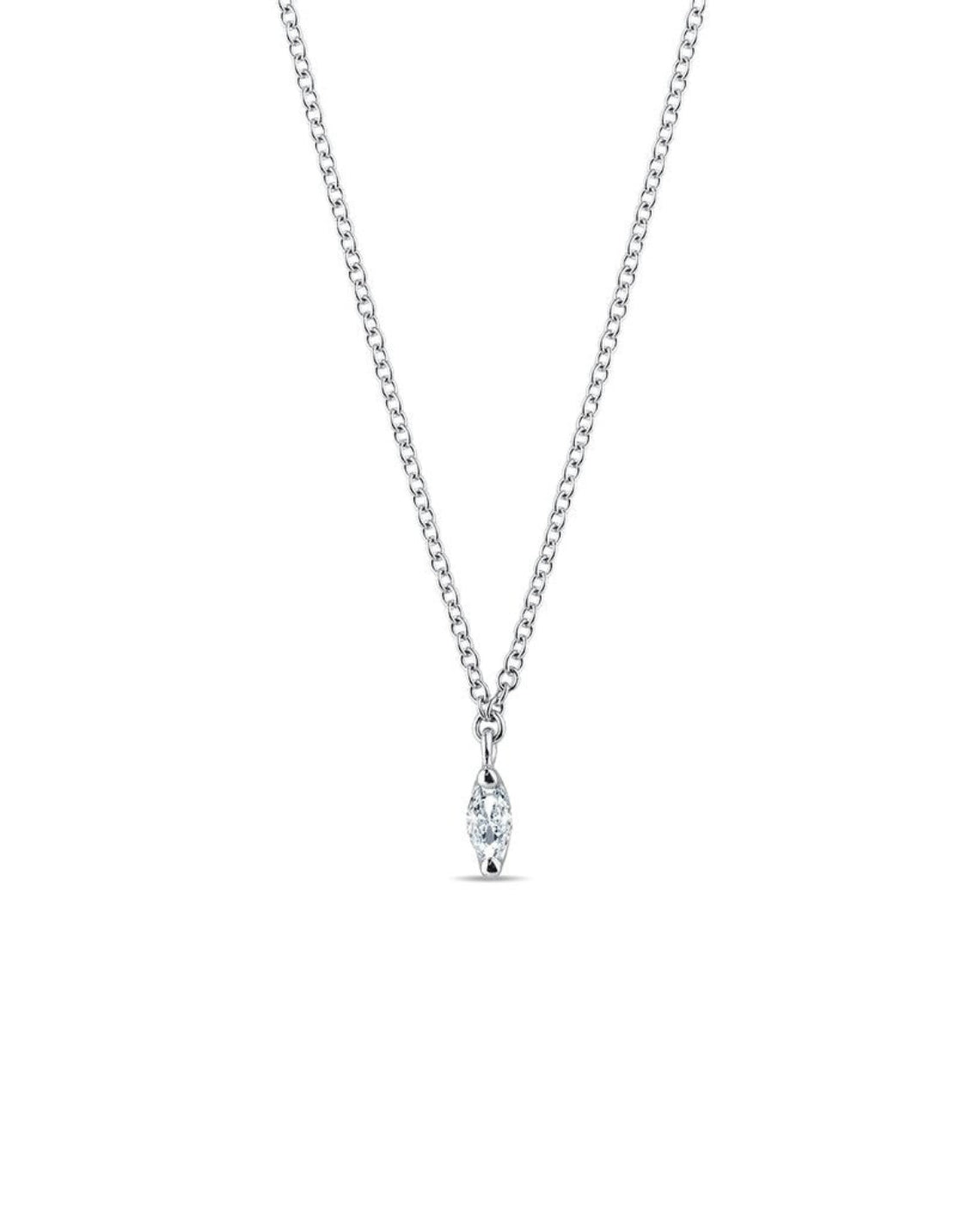 0.13 CT Marquise Moissanite Diamond Solitaire Pendent Necklace - Camila Brown