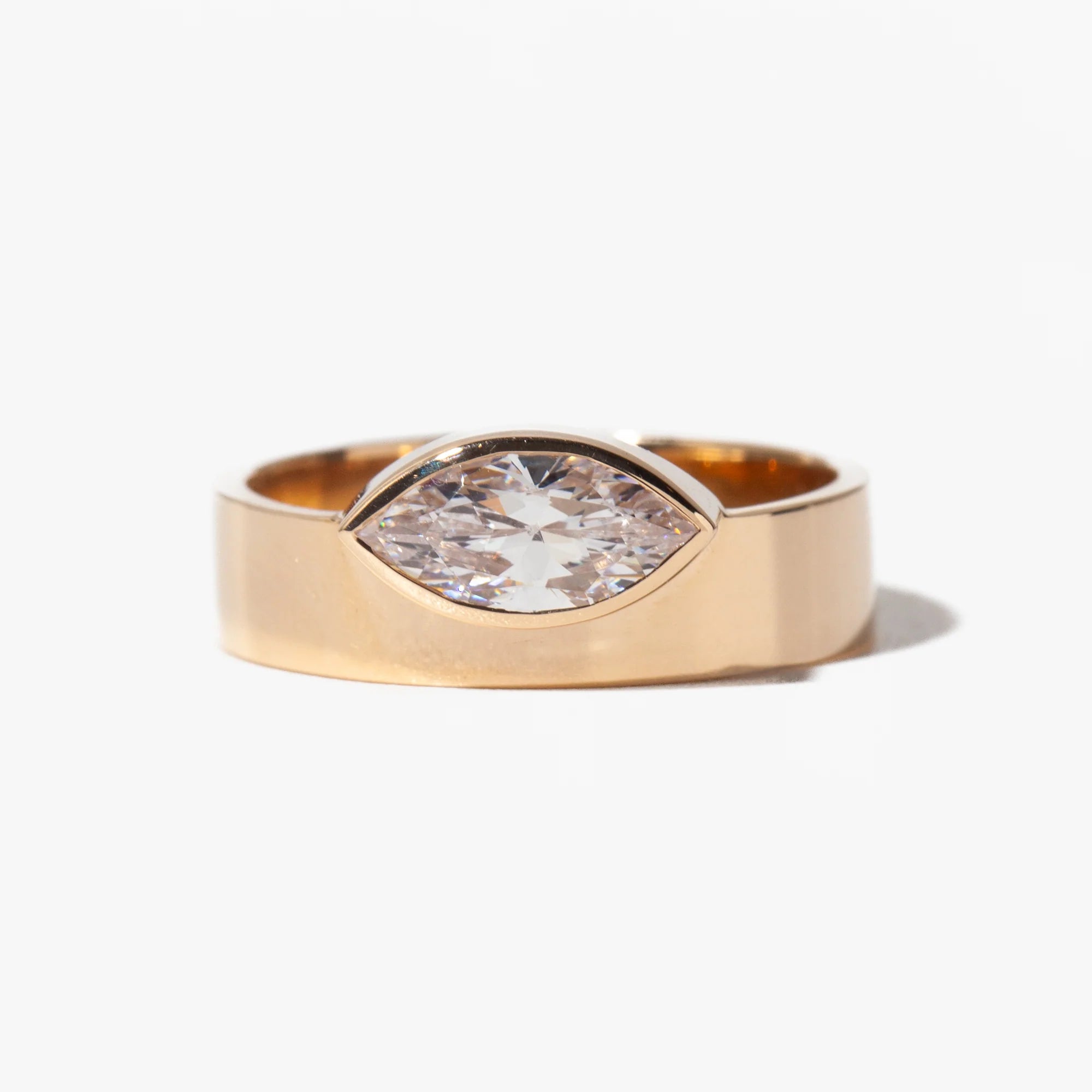 1.0 -3.0 CT Marquise Lab Grown Diamond Bezel Solitaire Engagement Ring
