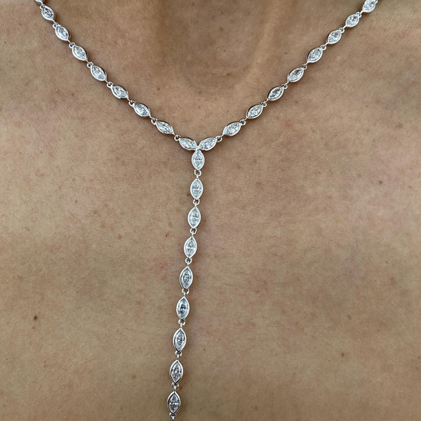 Marquise Cut Lab Grown Diamond Tennis Necklace