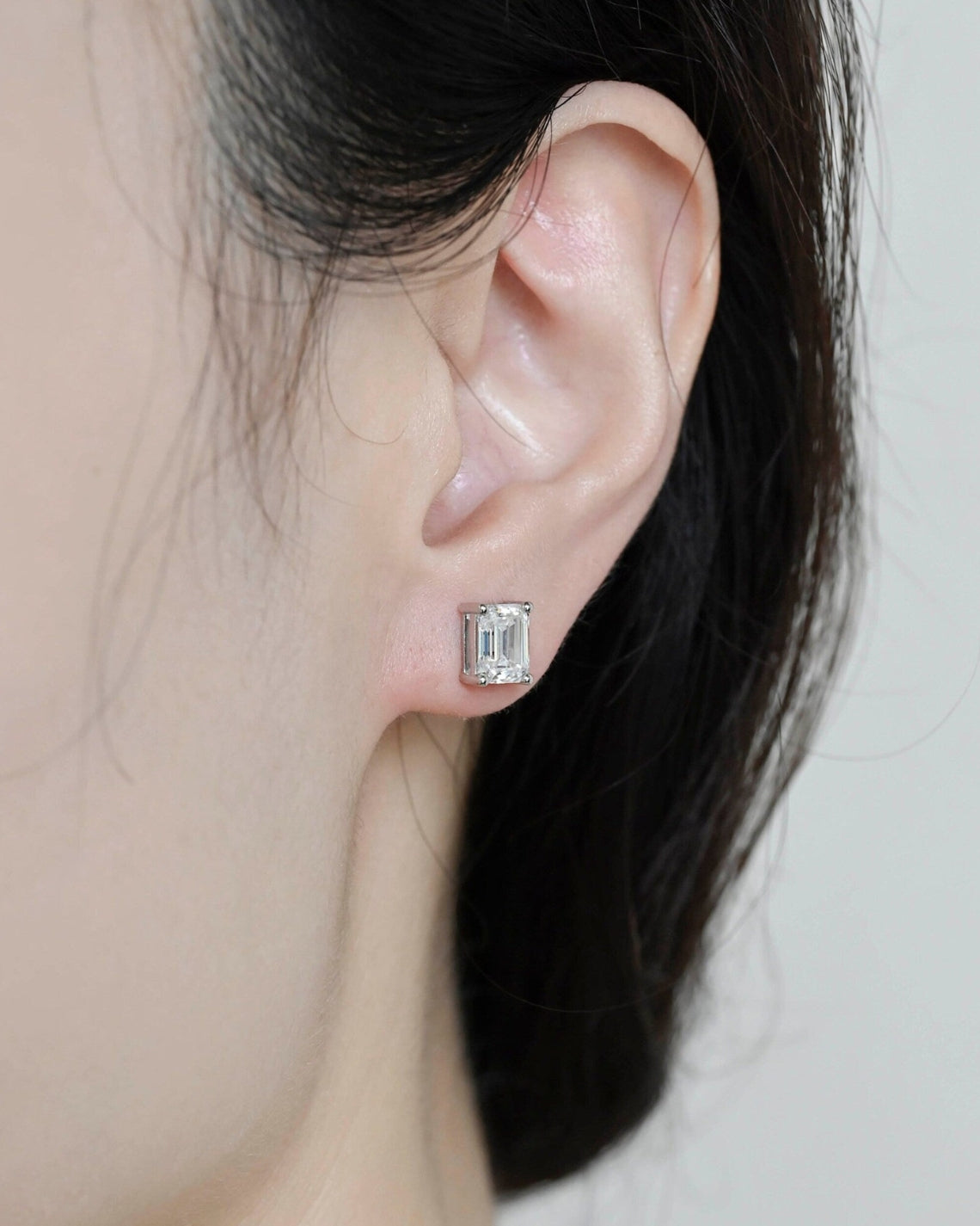 2.0 TCW Emerald Moissanite Diamond Solitaire Stud Earrings - Camila Brown