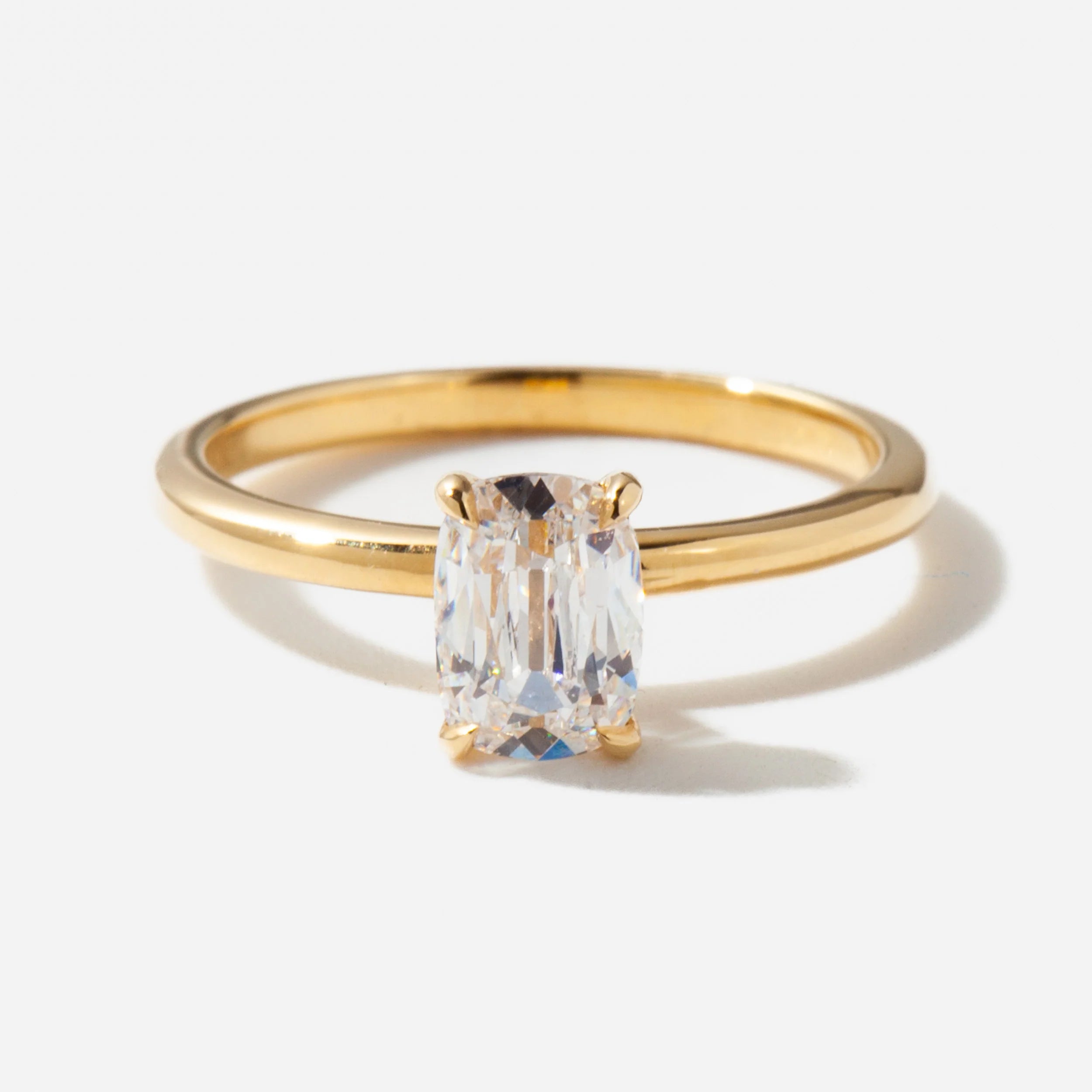 1.0 -3.0 CT Elongated Cushion CVD Diamond Solitaire Engagement Ring