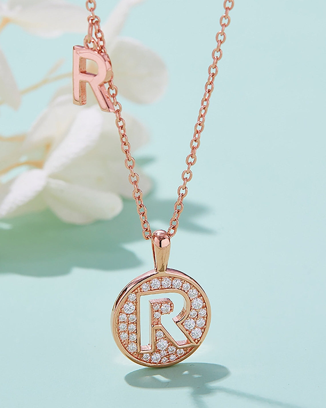 Customized "R" Letter Moissanite Diamond Necklace - Camila Brown