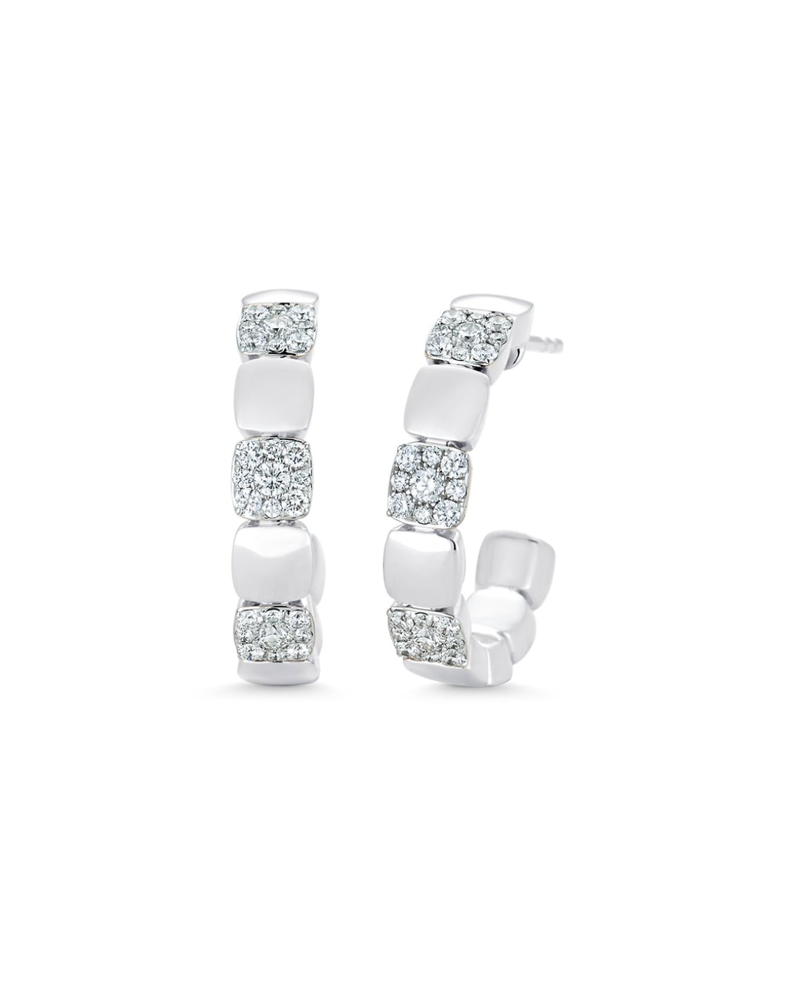 0.47 TCW Round Moissanite Diamond Beaded Half Hoop Earrings - Camila Brown