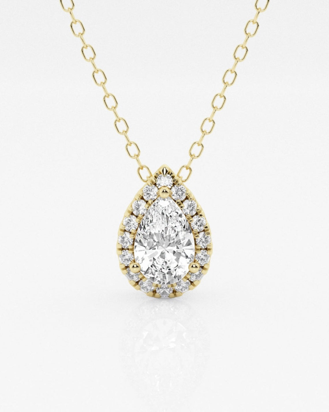0.50 CT Pear Moissanite Diamond Halo Style Necklace - Camila Brown