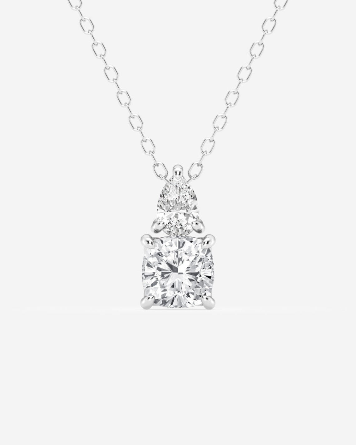 1.0 TCW Cushion & Pear Moissanite Diamond Two Stone Necklace - Camila Brown