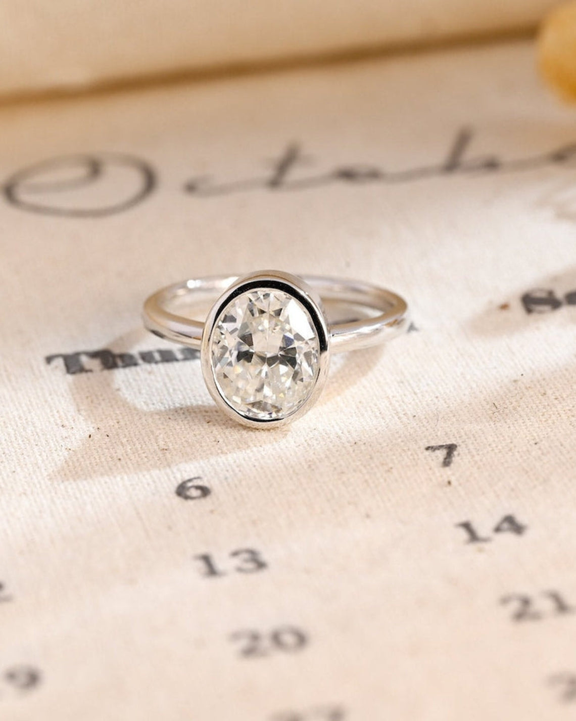 1.0 CT Oval F/VS1 CVD Diamond Bezel Solitaire Engagement Ring - Camila Brown