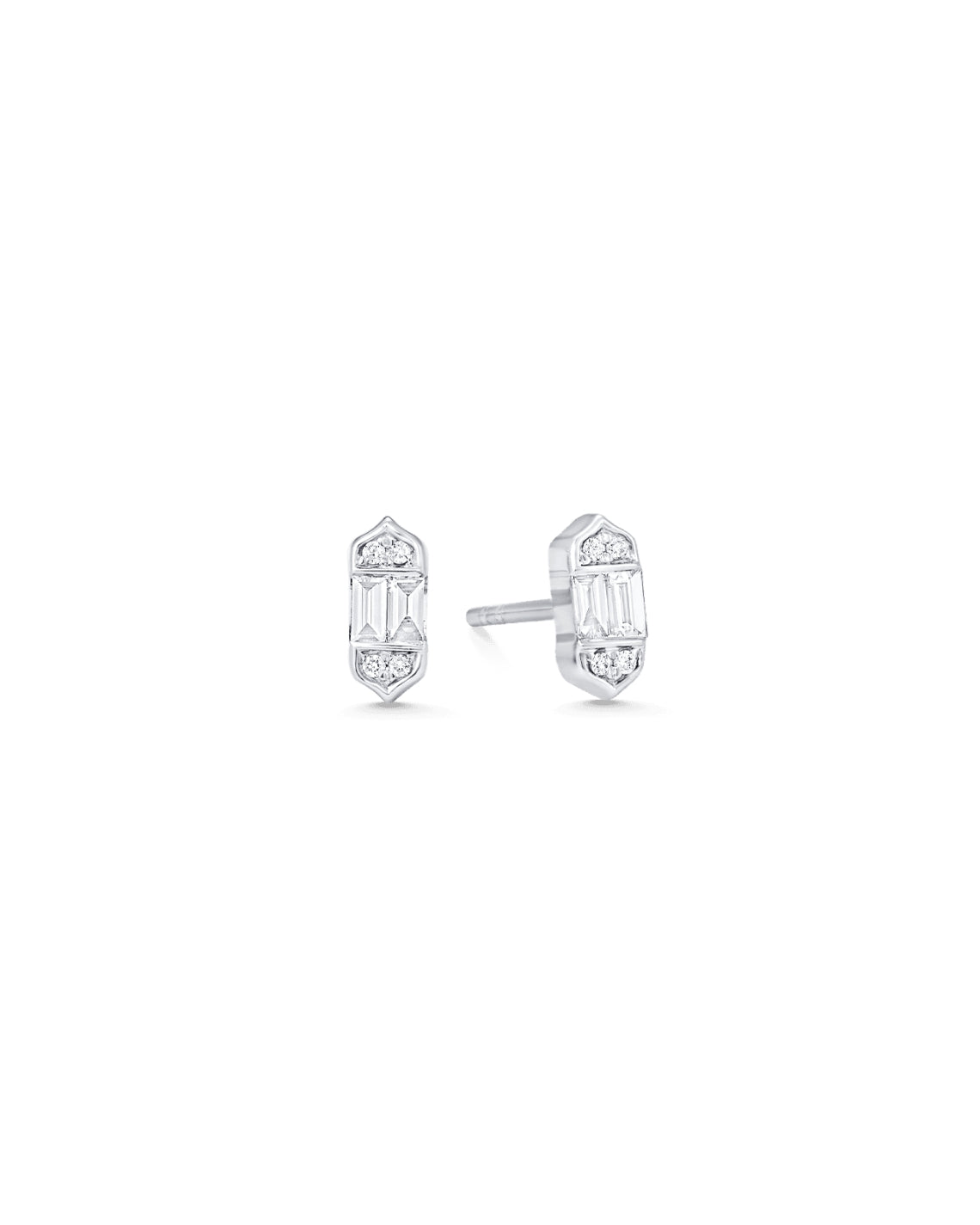 0.20 TCW Round & Baguette Moissanite Diamond Stud Earrings - Camila Brown