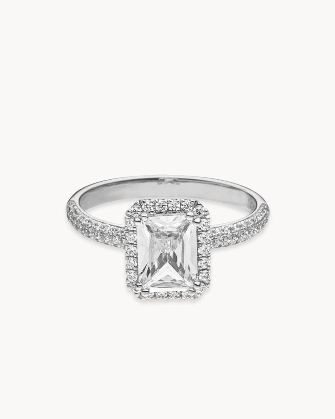 1.50 CT Emerald Cut E/VS1 CVD Diamond Halo Pave Setting Engagement Ring - Camila Brown