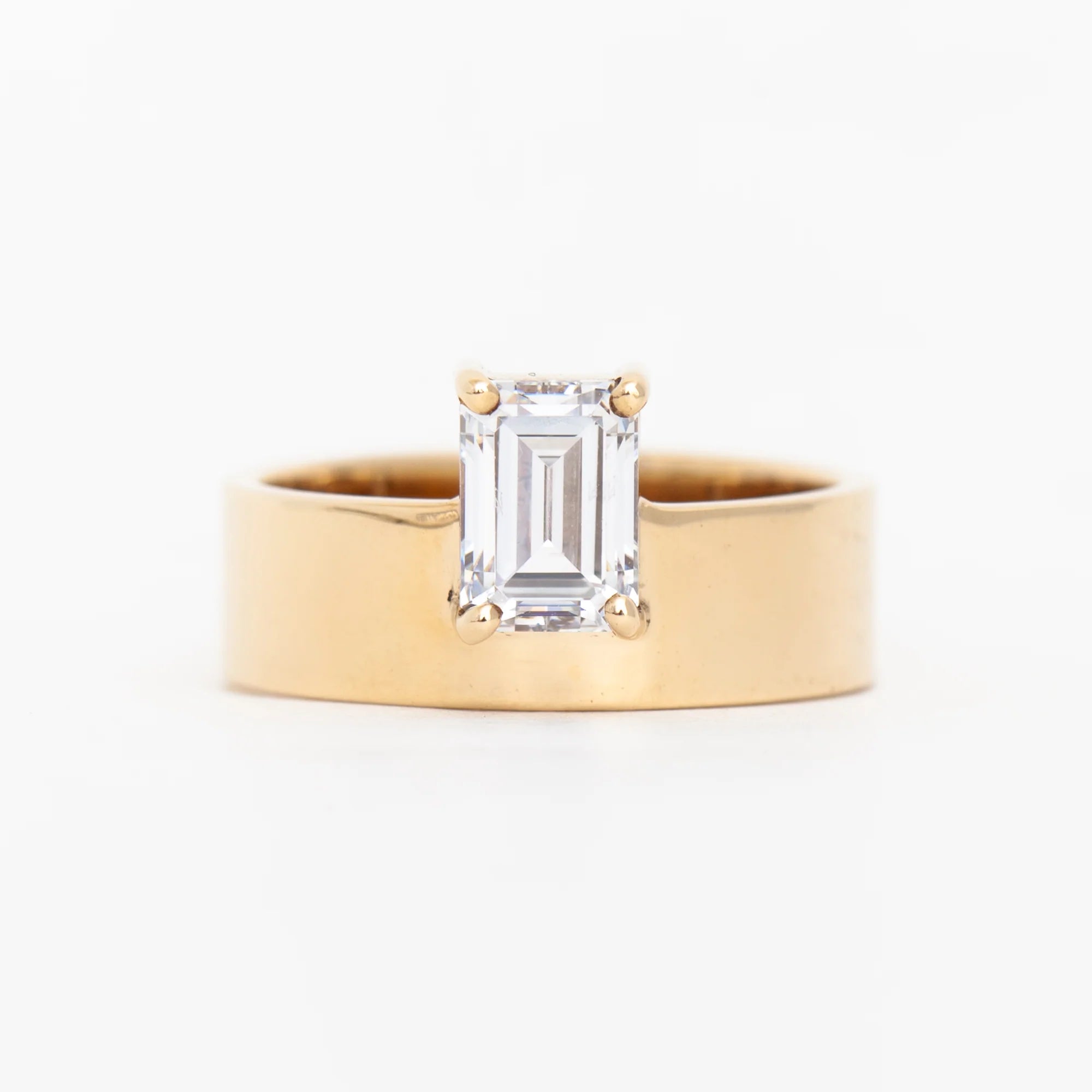 1.0 -2.0 CT Emerald CVD Diamond Solitaire Engagement Ring