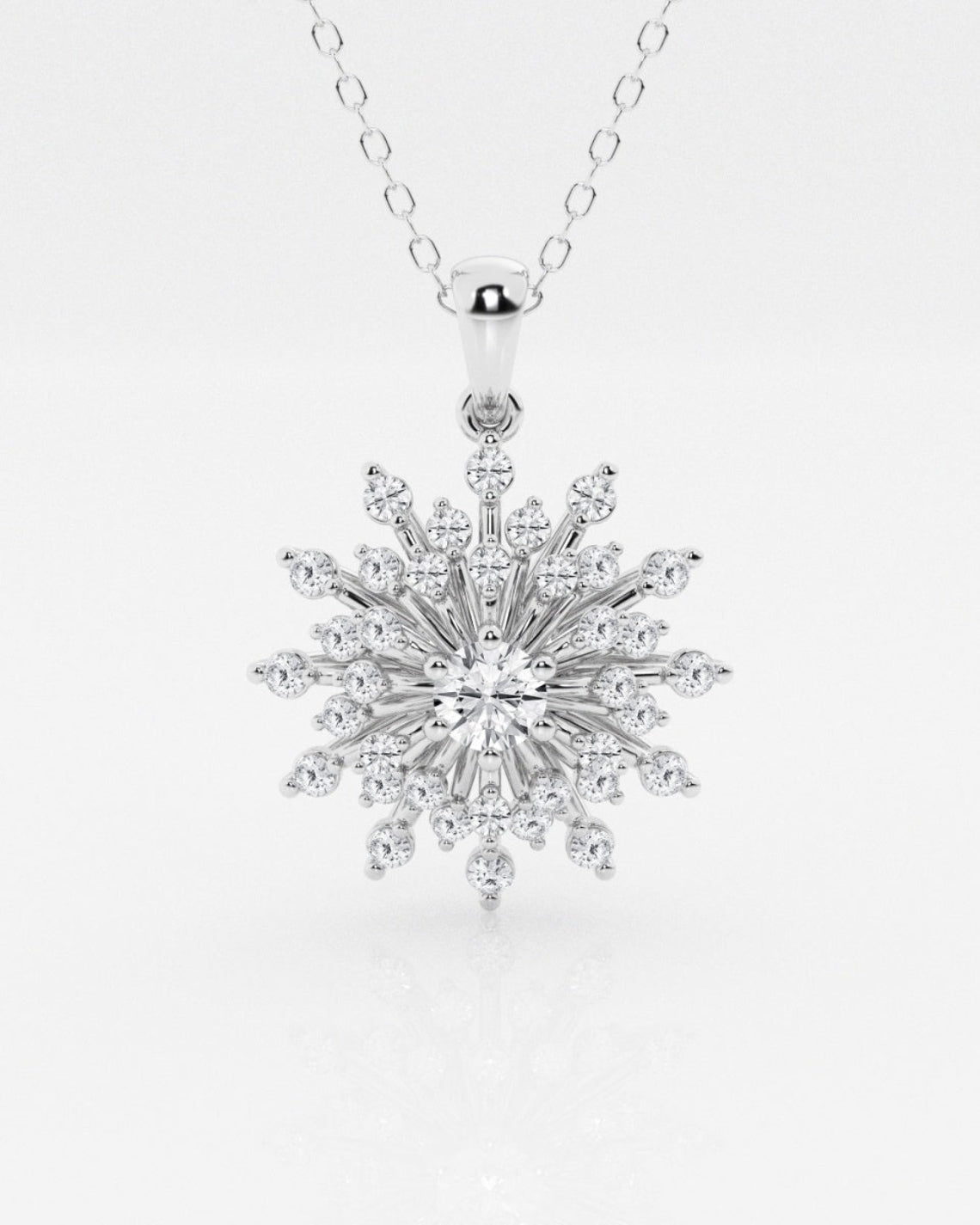 0.69 TCW Round Moissanite Diamond Sunbrust Pendant Necklace - Camila Brown