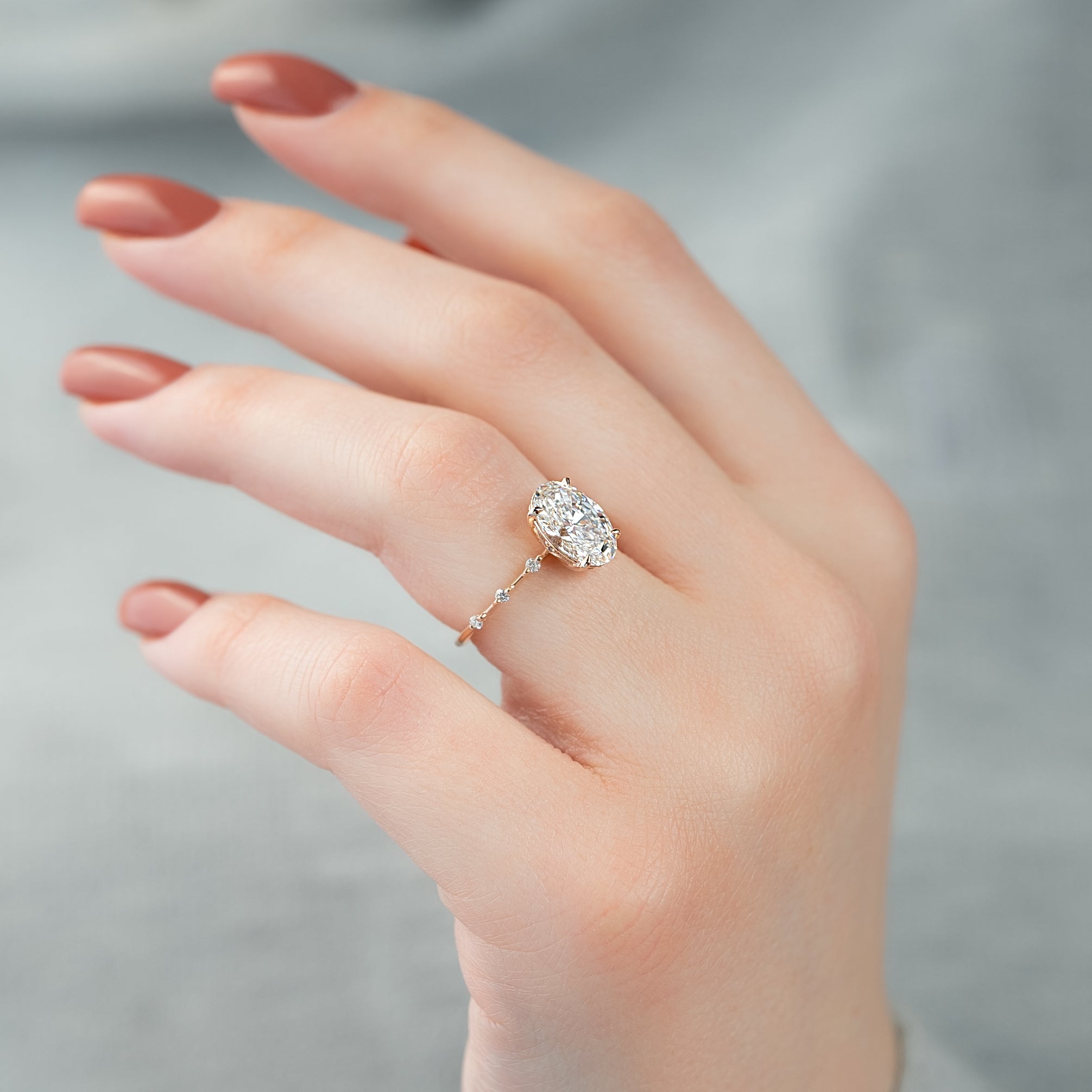 2.0 - 4.0 CT Oval Cut CVD Diamond Dainty Engagement Ring