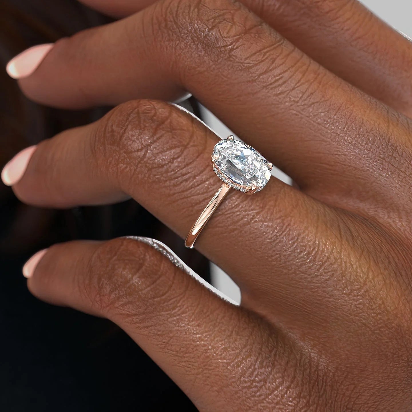 2.0 - 4.0 CT Oval Cut CVD Diamond Hidden Halo Engagement Ring