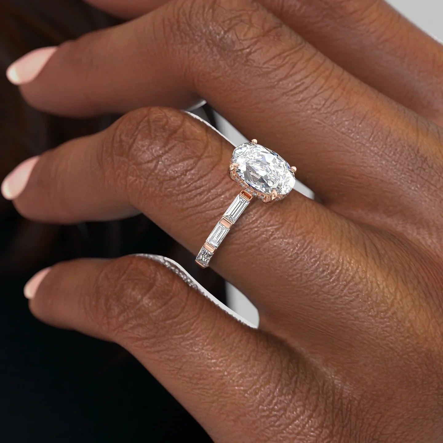 2.0 - 4.0 CT Oval Cut CVD Diamond Hidden Halo & pave Engagement Ring