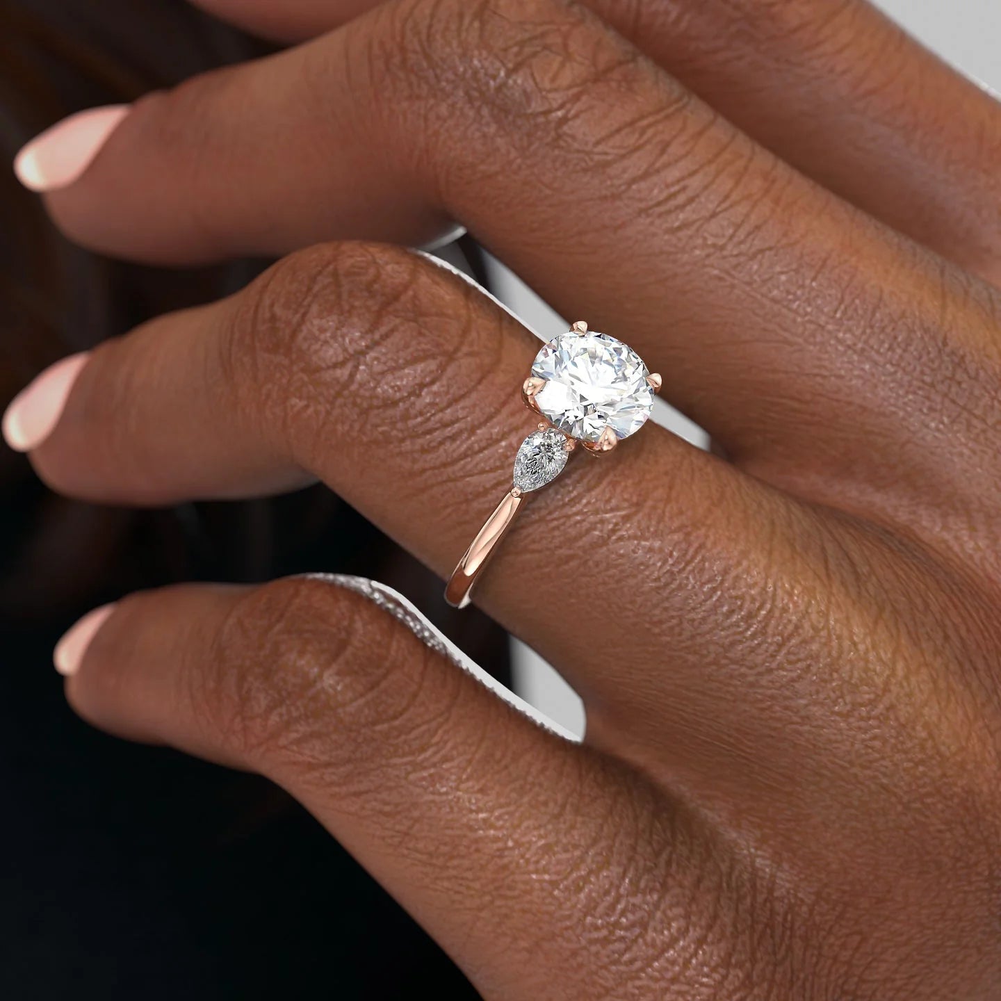 2.0 - 3.0 CT Round Cut CVD Diamond Three Stone Style Engagement Ring
