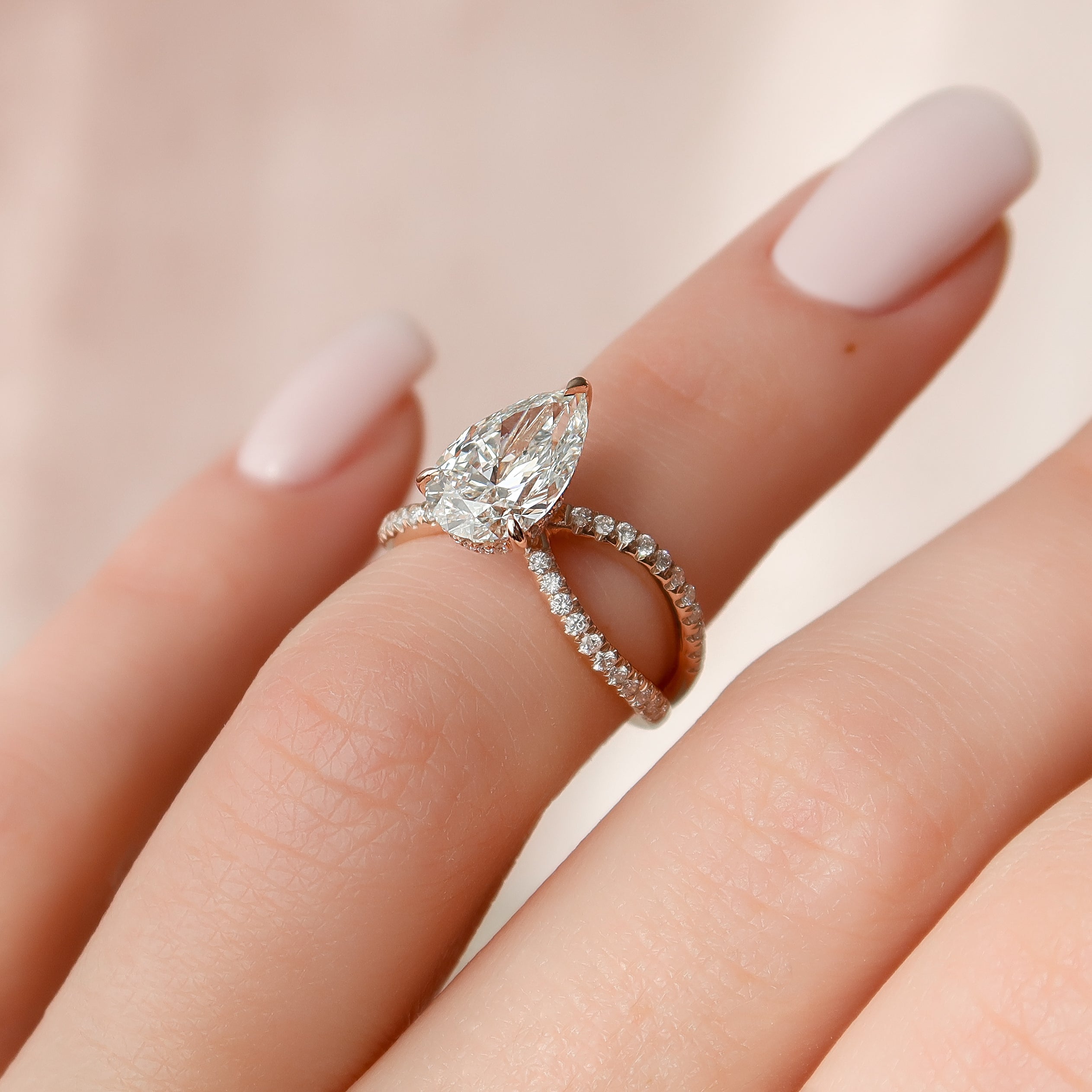 2.0 - 4.0 CT Pear Cut Lab Grown Diamond Criss Cross Engagement Ring