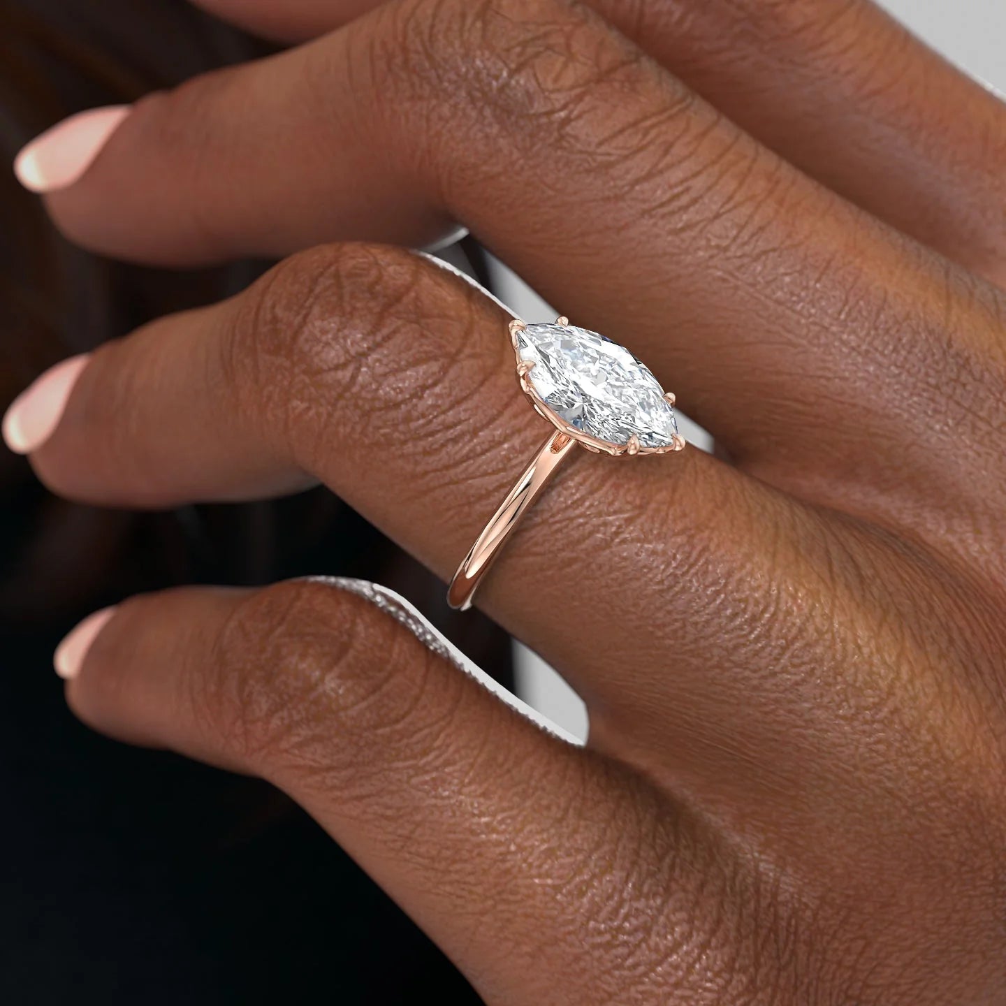 2.0 - 4.0 CT Marquise Cut CVD Diamond Solitaire Engagement Ring