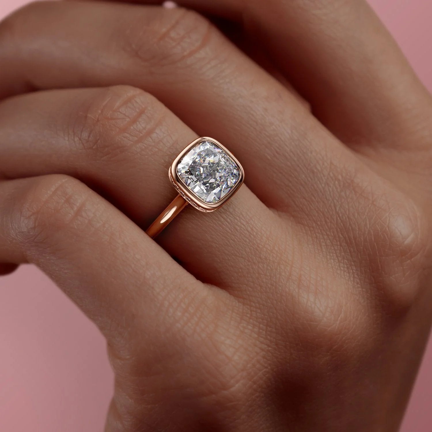2.0 - 4.0 CT Cushion Cut CVD Diamond Hidden Halo Engagement Ring