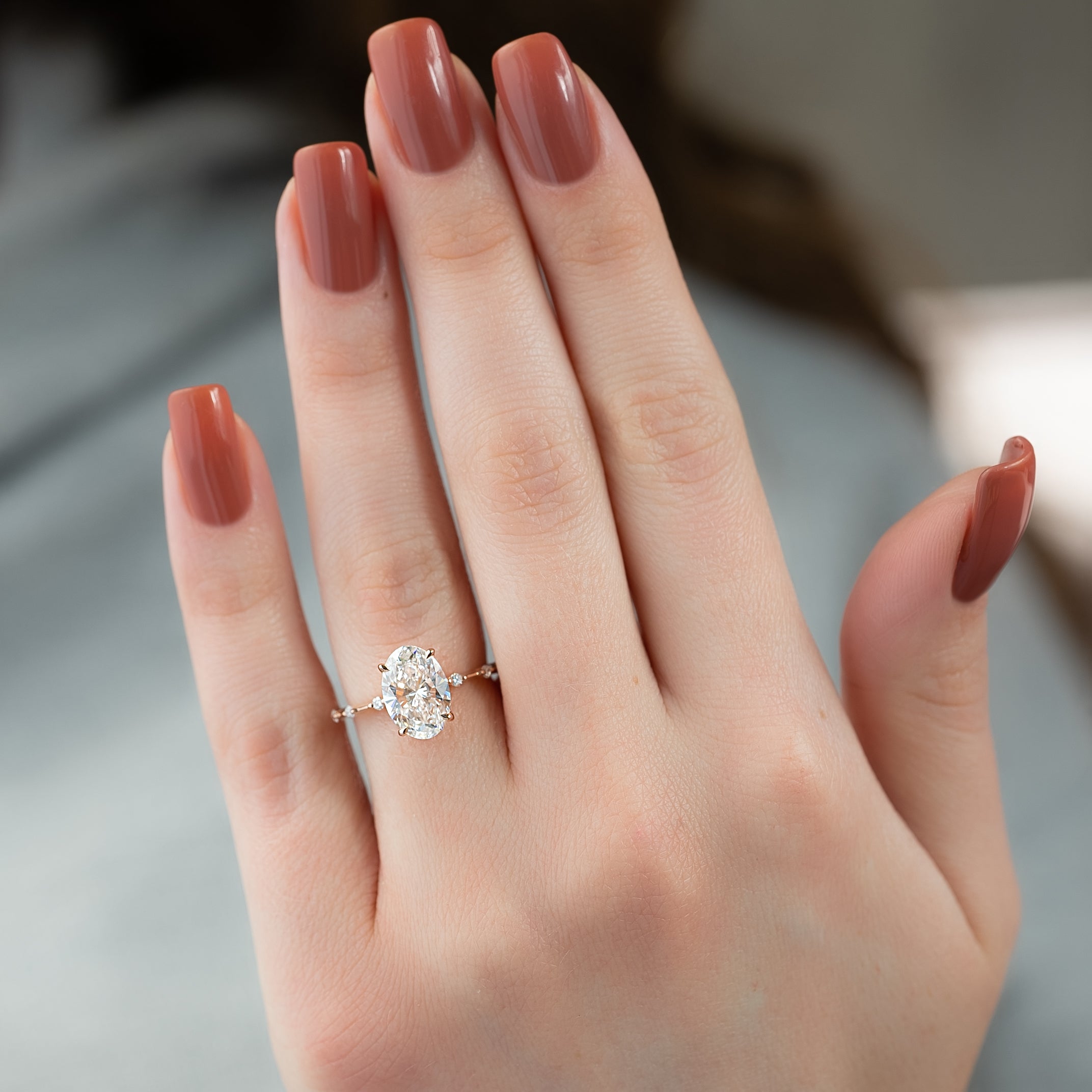 2.0 - 4.0 CT Oval Cut CVD Diamond Dainty Engagement Ring