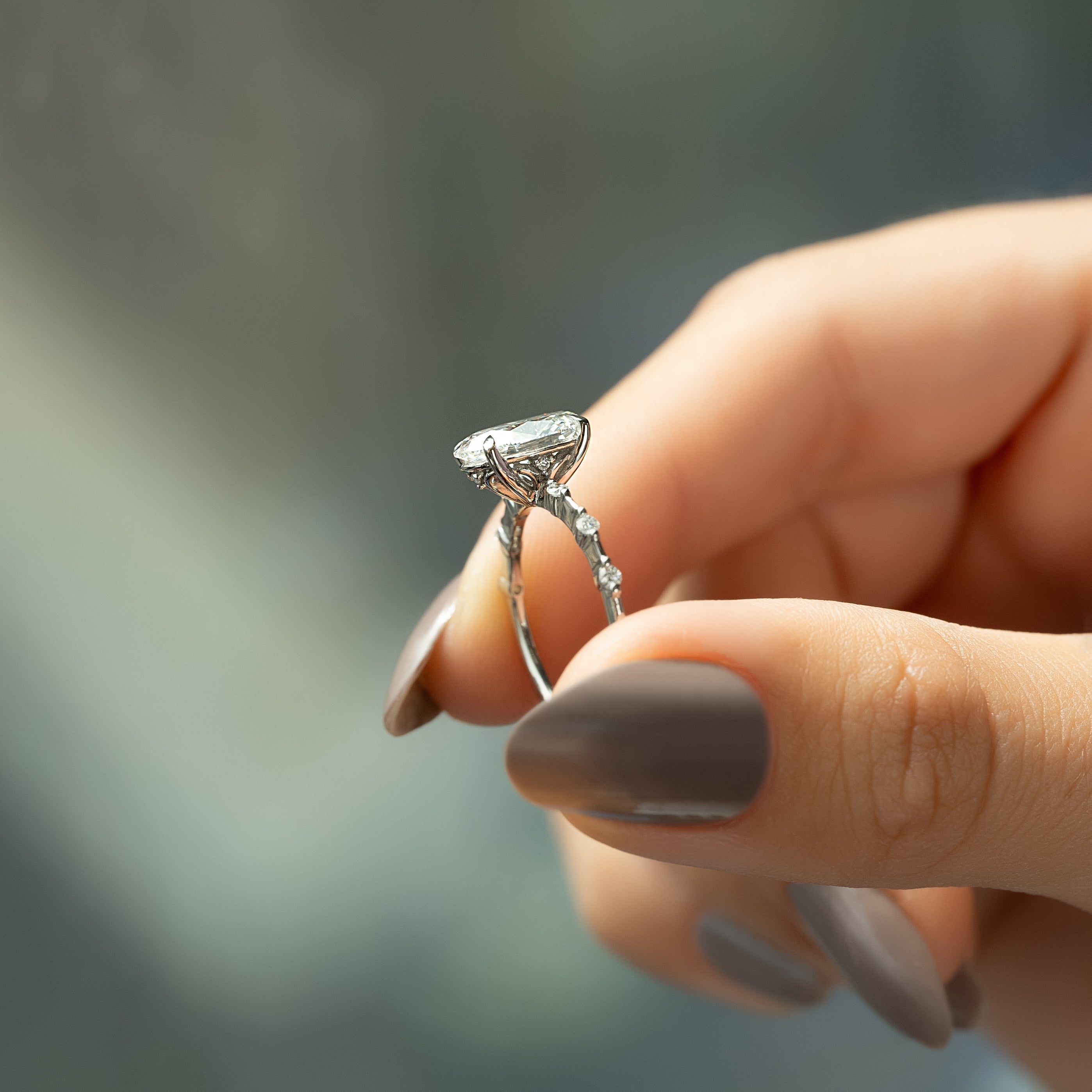 2.0 - 4.0 CT Oval Cut CVD Diamond Dainty Engagement Ring
