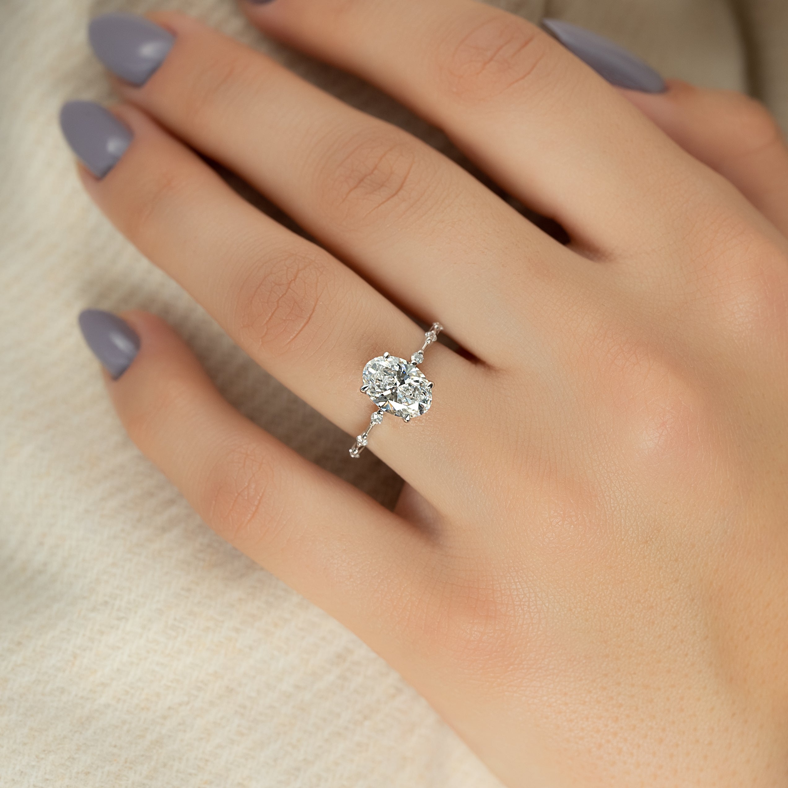 2.0 - 4.0 CT Oval Cut CVD Diamond Dainty Engagement Ring