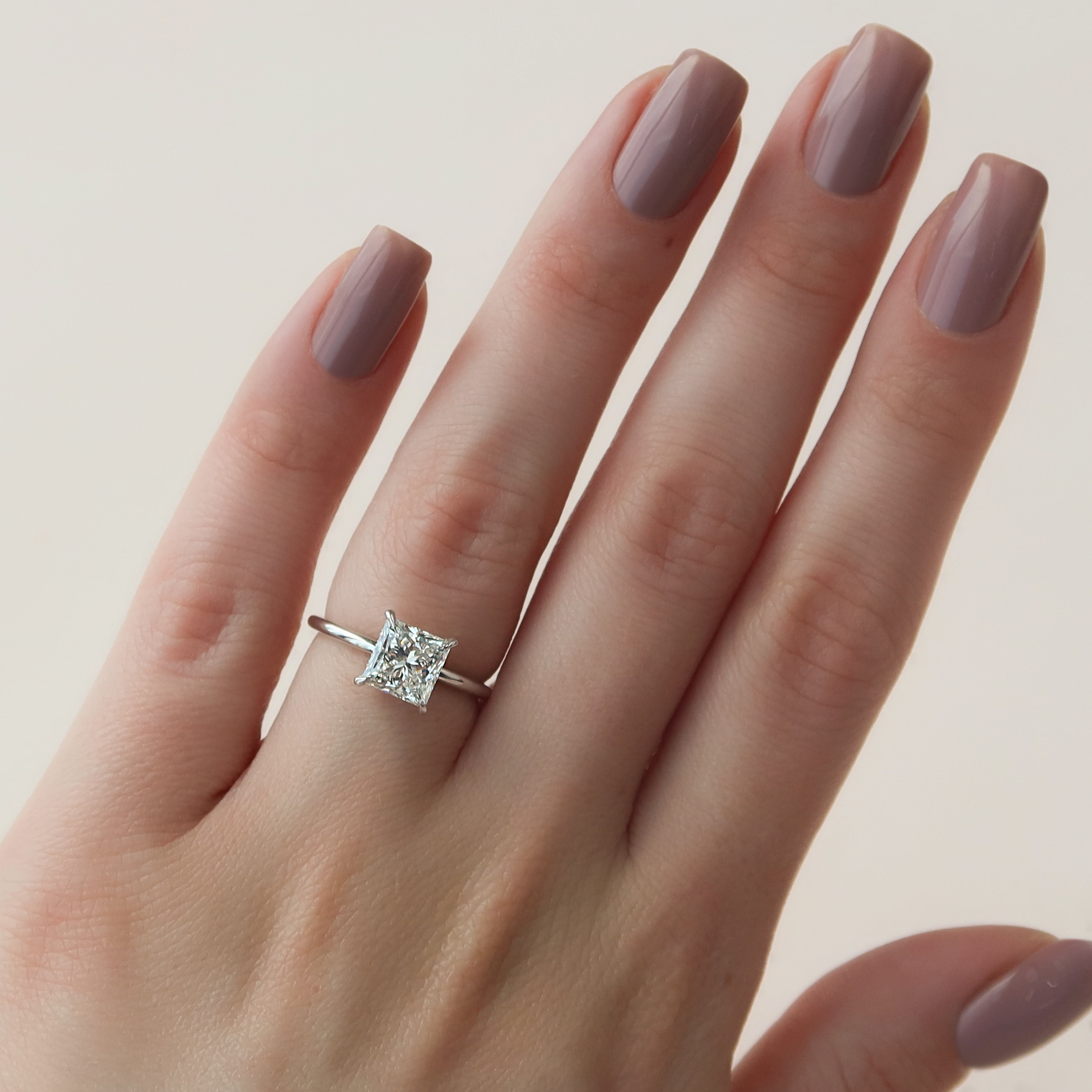 2.0 -4.0 Carat Princess cut Lab Grown Diamond Hidden Halo Style Engagement Ring