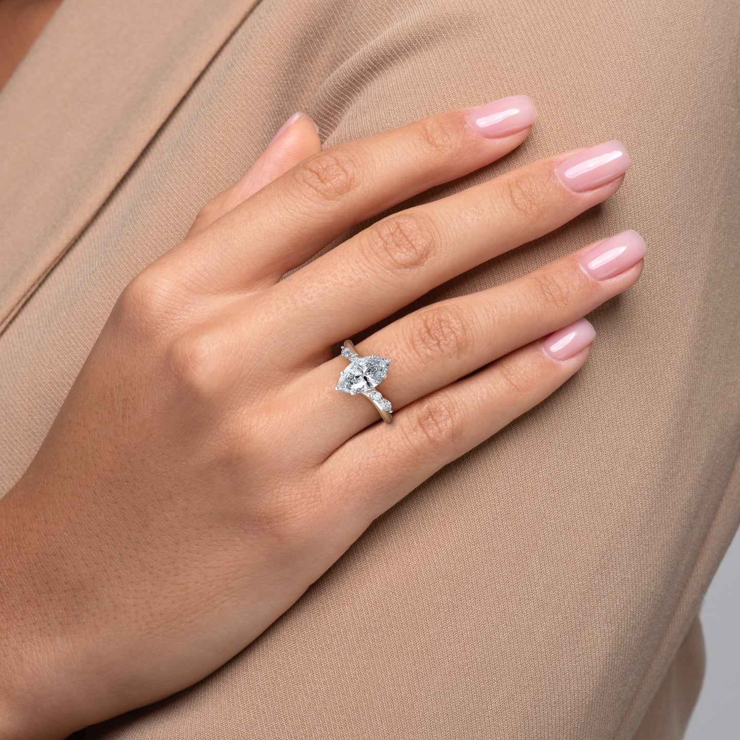 2.0 - 4.0 CT Marquise shaped Lab Grown Diamond Cluster-Setting Engagement Ring