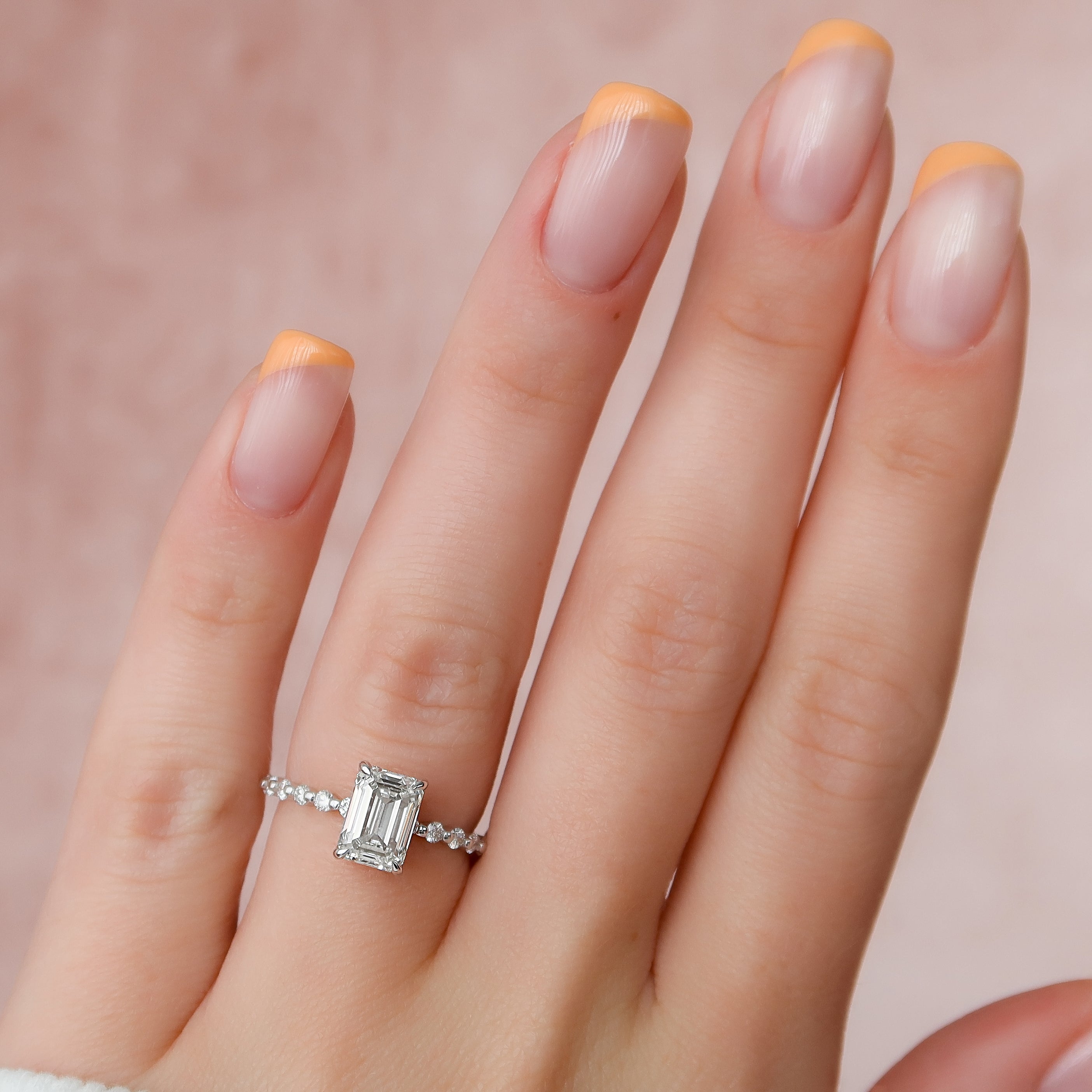 2.0- 4.0 CT Emerald Cut  Lab Grown Diamond Hidden Halo & Pave Engagement Ring