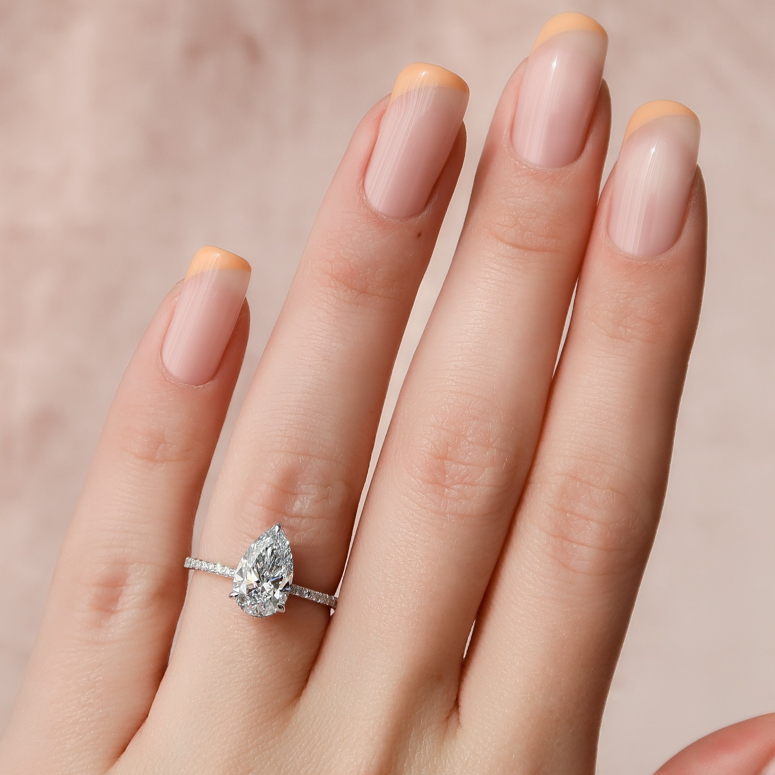 1.50 - 3.50 CT Pear Cut Lab Grown Diamond Hidden Halo & Pave Engagement Ring