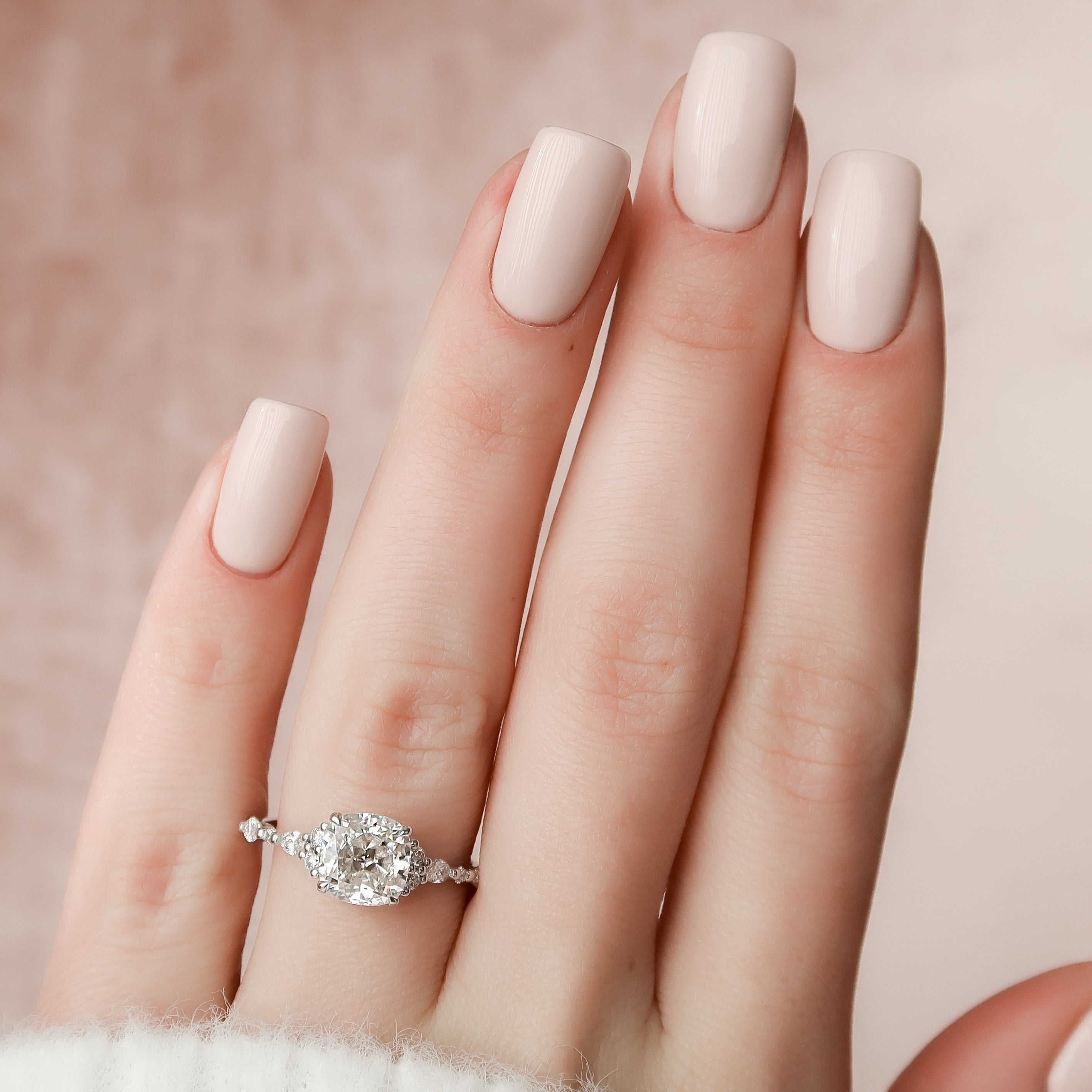 2.0 - 4.0 CT Cushion Cut Lab Grown Diamond Pave Setting Engagement Ring