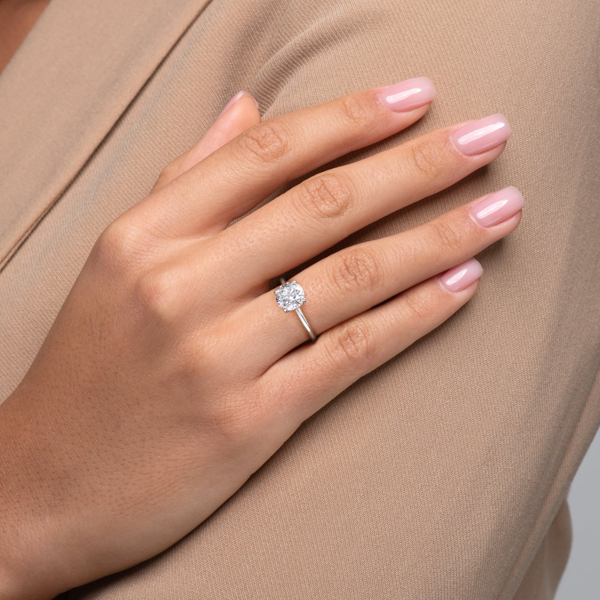 1.0 - 3.0 CT Round Cut Lab Grown Diamond Solitaire Engagement Ring