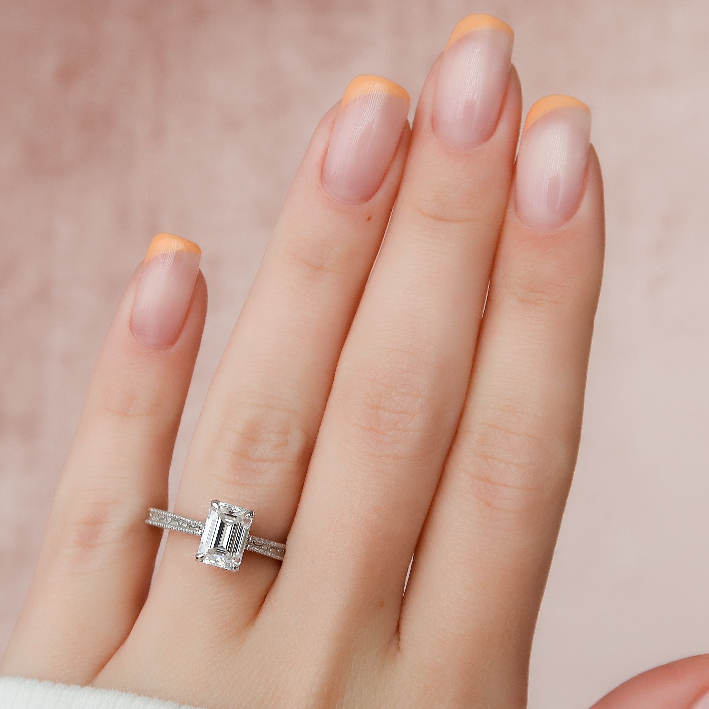 1.50 - 3.50 CT Emerald Cut Lab Grown Diamond vintage Engagement Ring