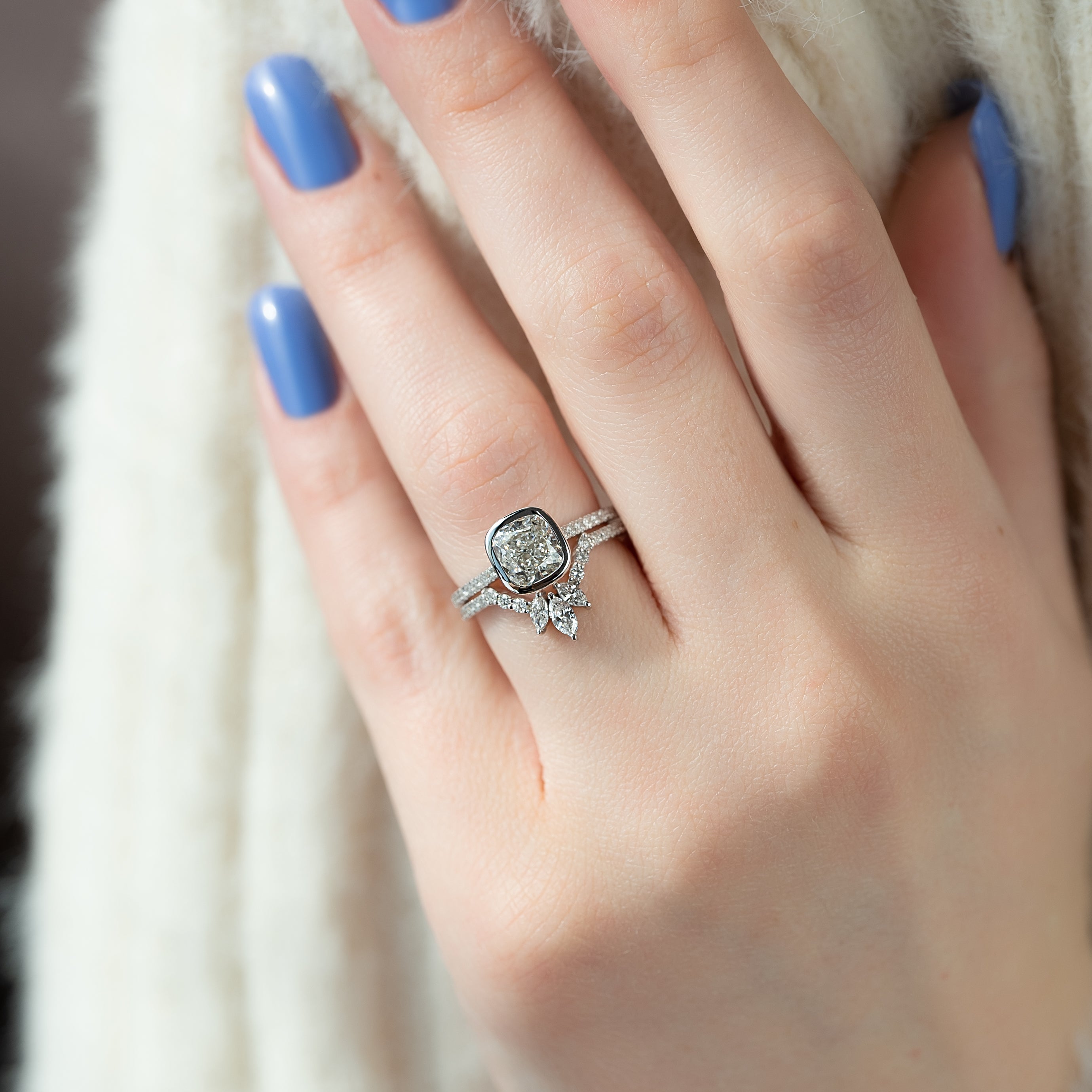 2.0 - 4.0 CT Cushion Cut CVD Diamond Hidden Halo & Pave Engagement Ring