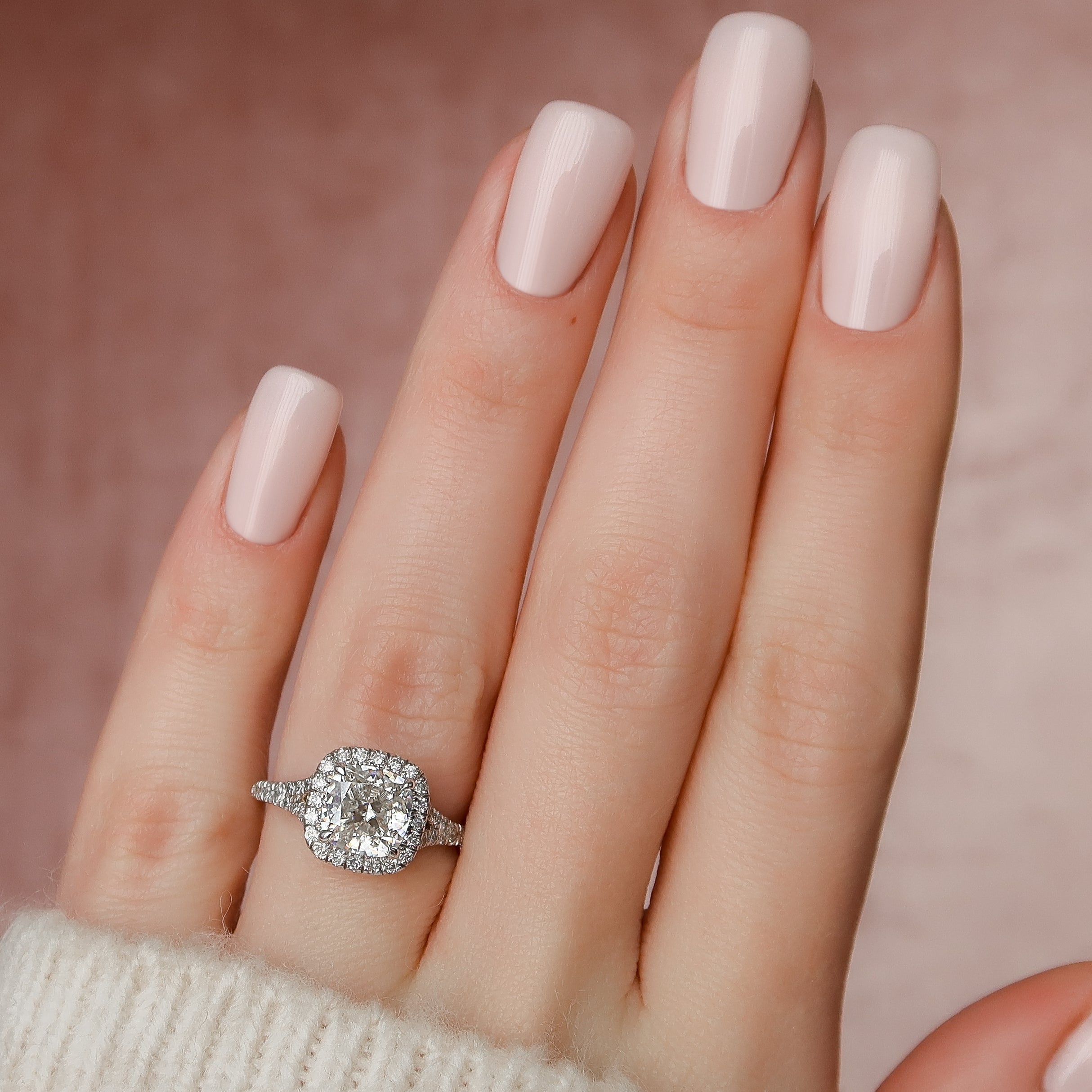 2.0 - 4.0 CT Cushion Cut Lab Grown Diamond Halo & Split Shank Engagement Ring