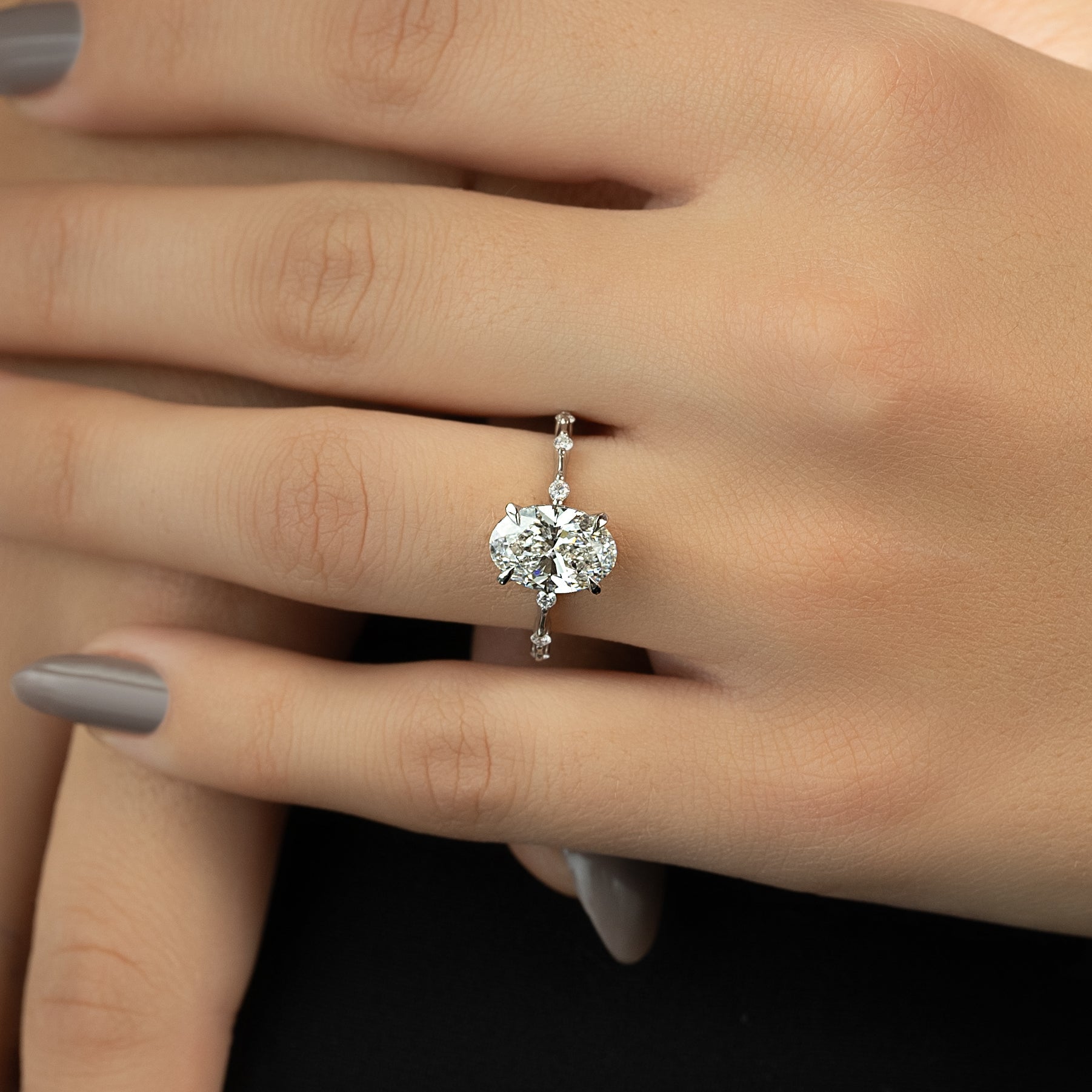 2.0 - 4.0 CT Oval Cut CVD Diamond Dainty Engagement Ring