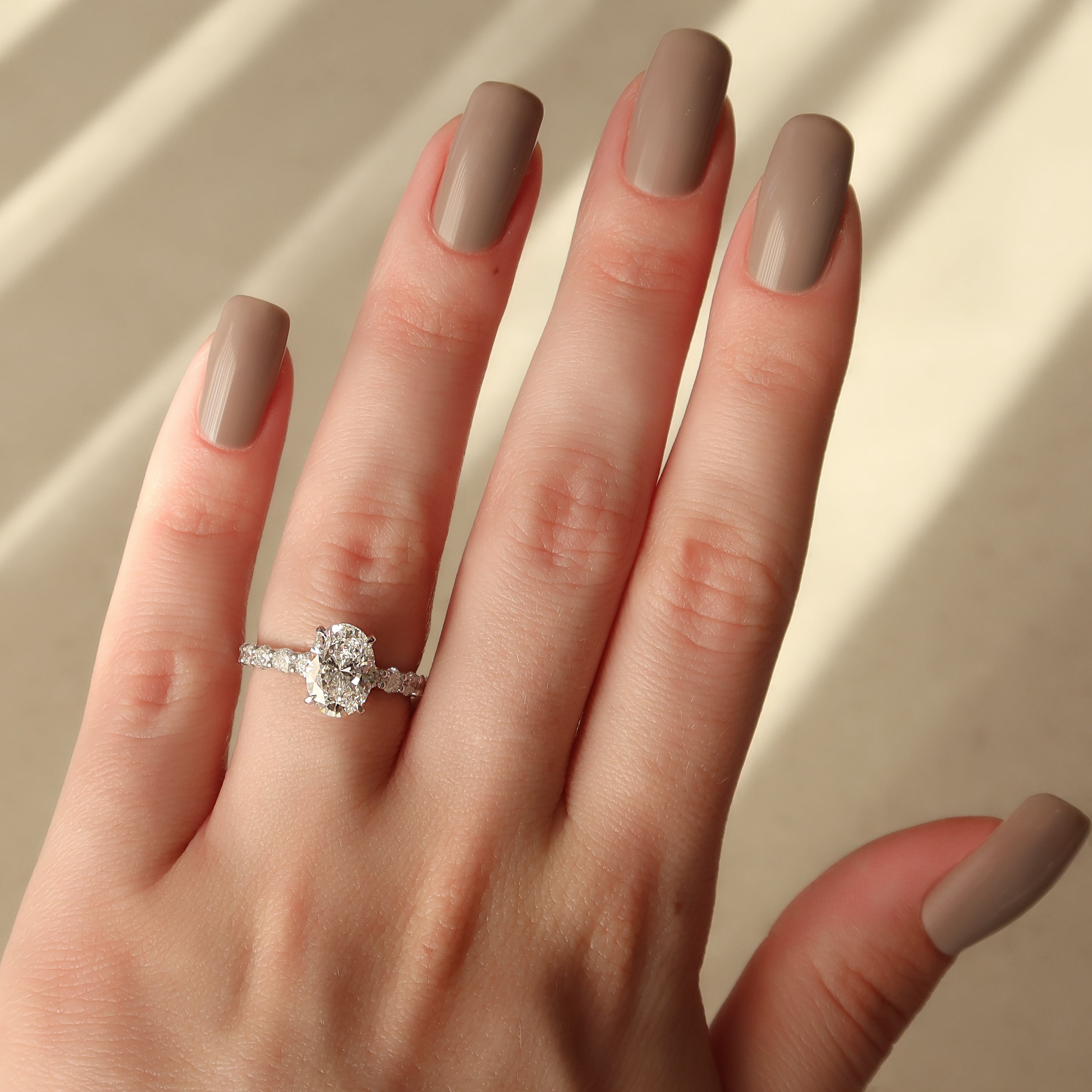 2.0 - 4.0 CT Oval Cut CVD Diamond Hidden Halo & pave Engagement Ring