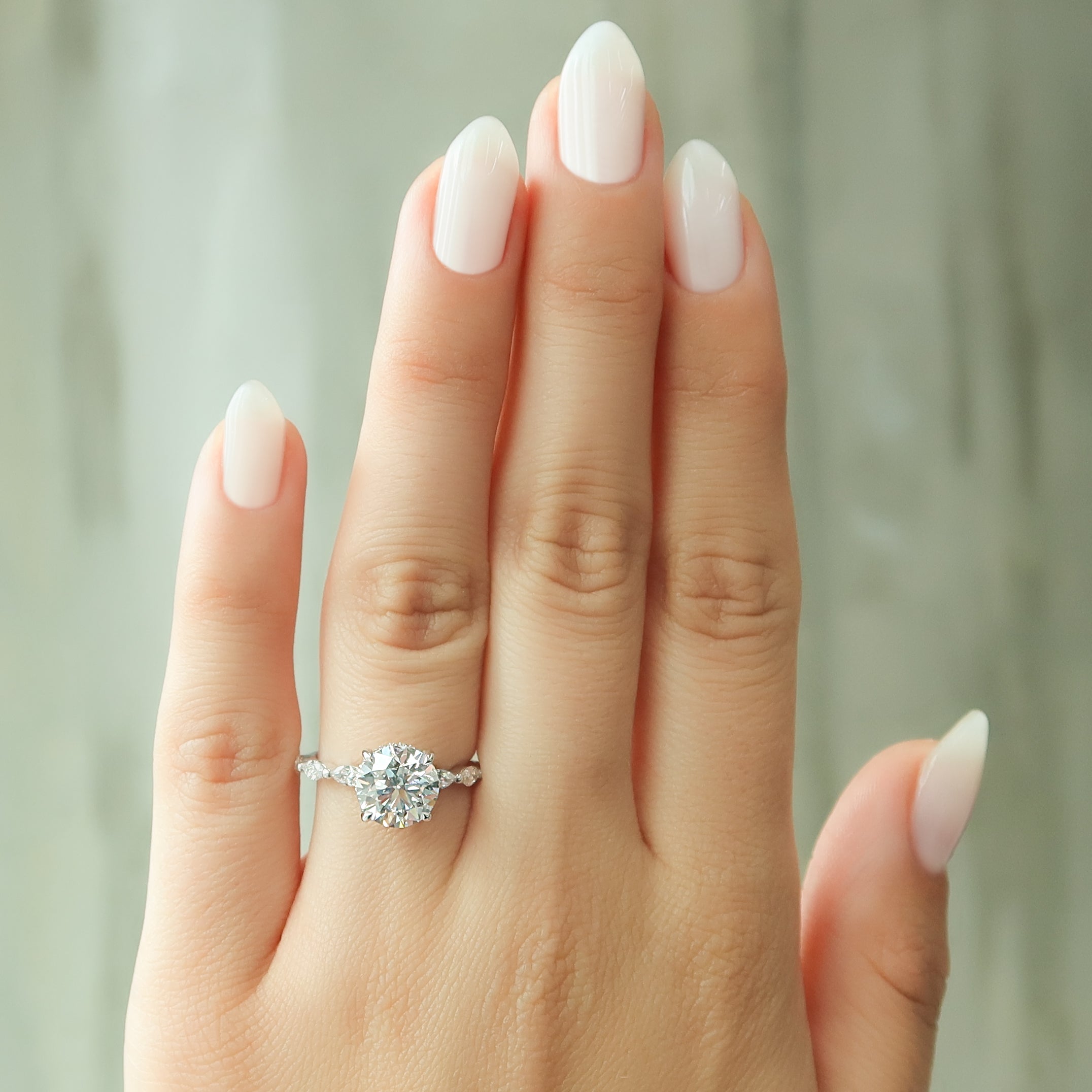 1.50 - 3.50 CT Round Cut Lab Grown Diamond Hidden Halo & Pave Engagement Ring