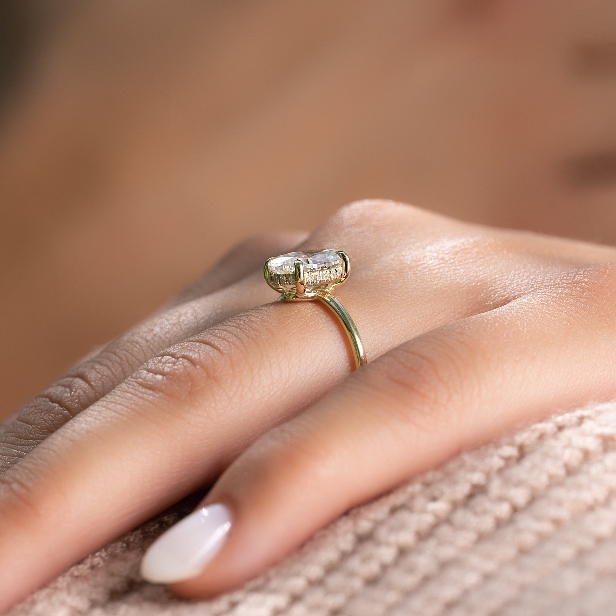 2.0 - 4.0 CT Oval Cut CVD Diamond Hidden Halo Engagement Ring