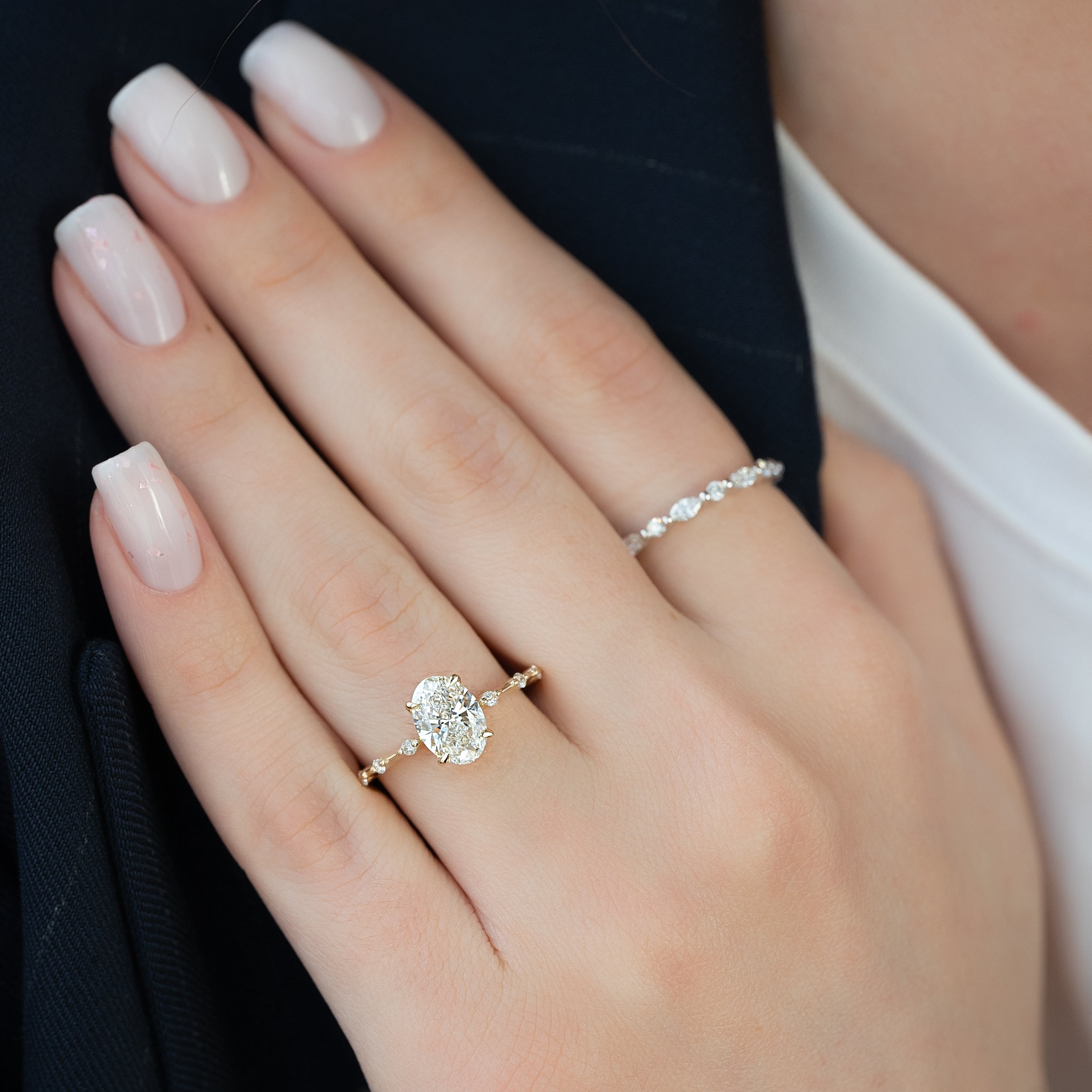 2.0 - 4.0 CT Oval Cut CVD Diamond Dainty Engagement Ring