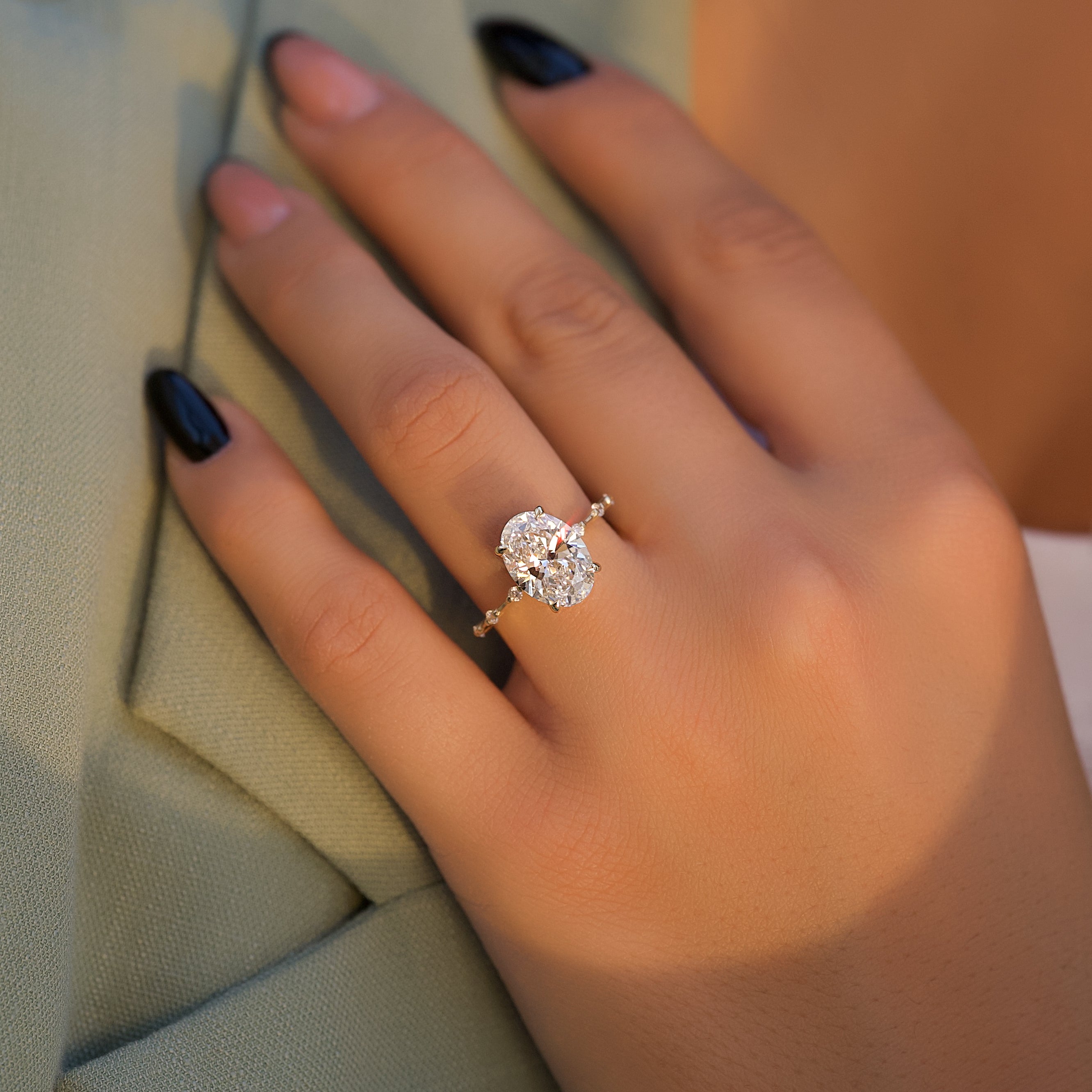 2.0 - 4.0 CT Oval Cut CVD Diamond Dainty Engagement Ring