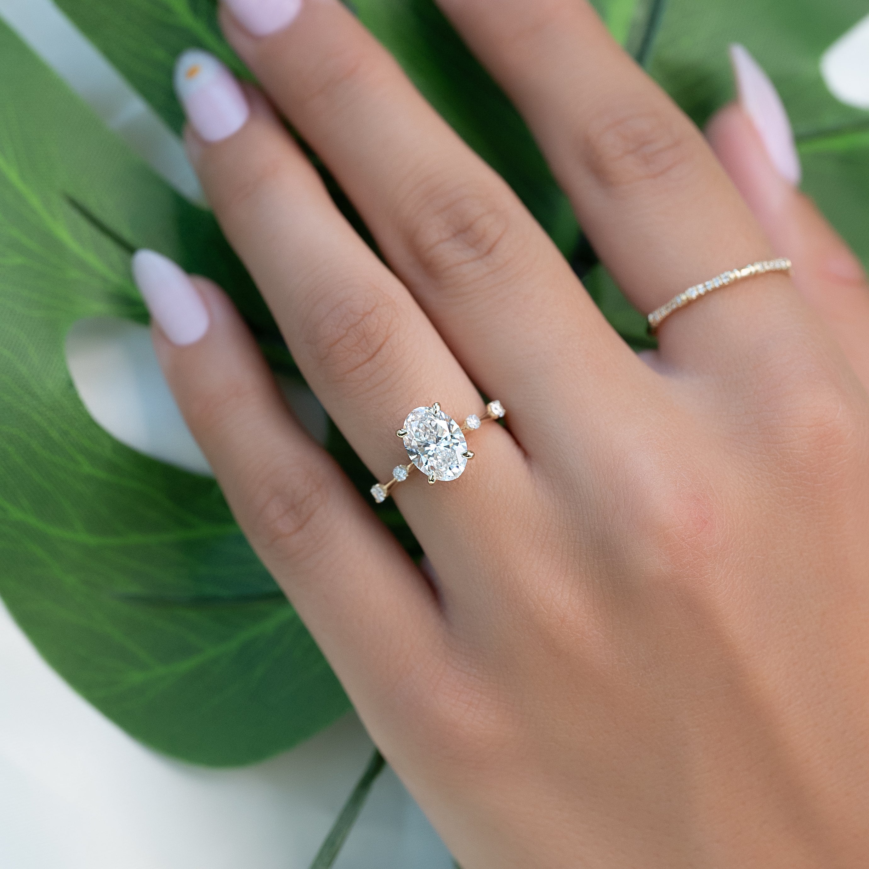 2.0 - 4.0 CT Oval Cut CVD Diamond Dainty Engagement Ring