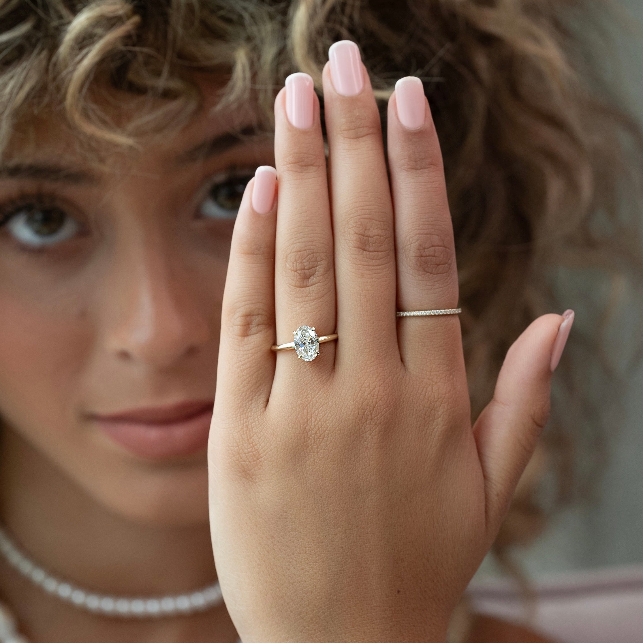 1.50 - 3.50 CT Oval Cut CVD Diamond Hidden Halo Engagement Ring